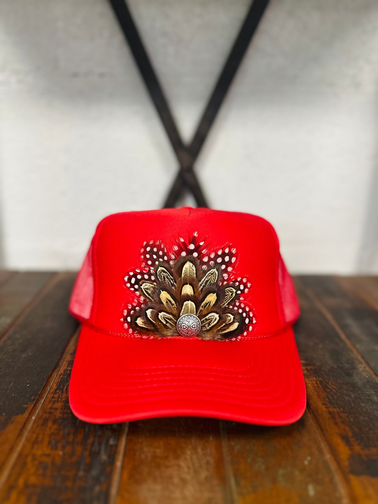 Red Feather Trucker Hat