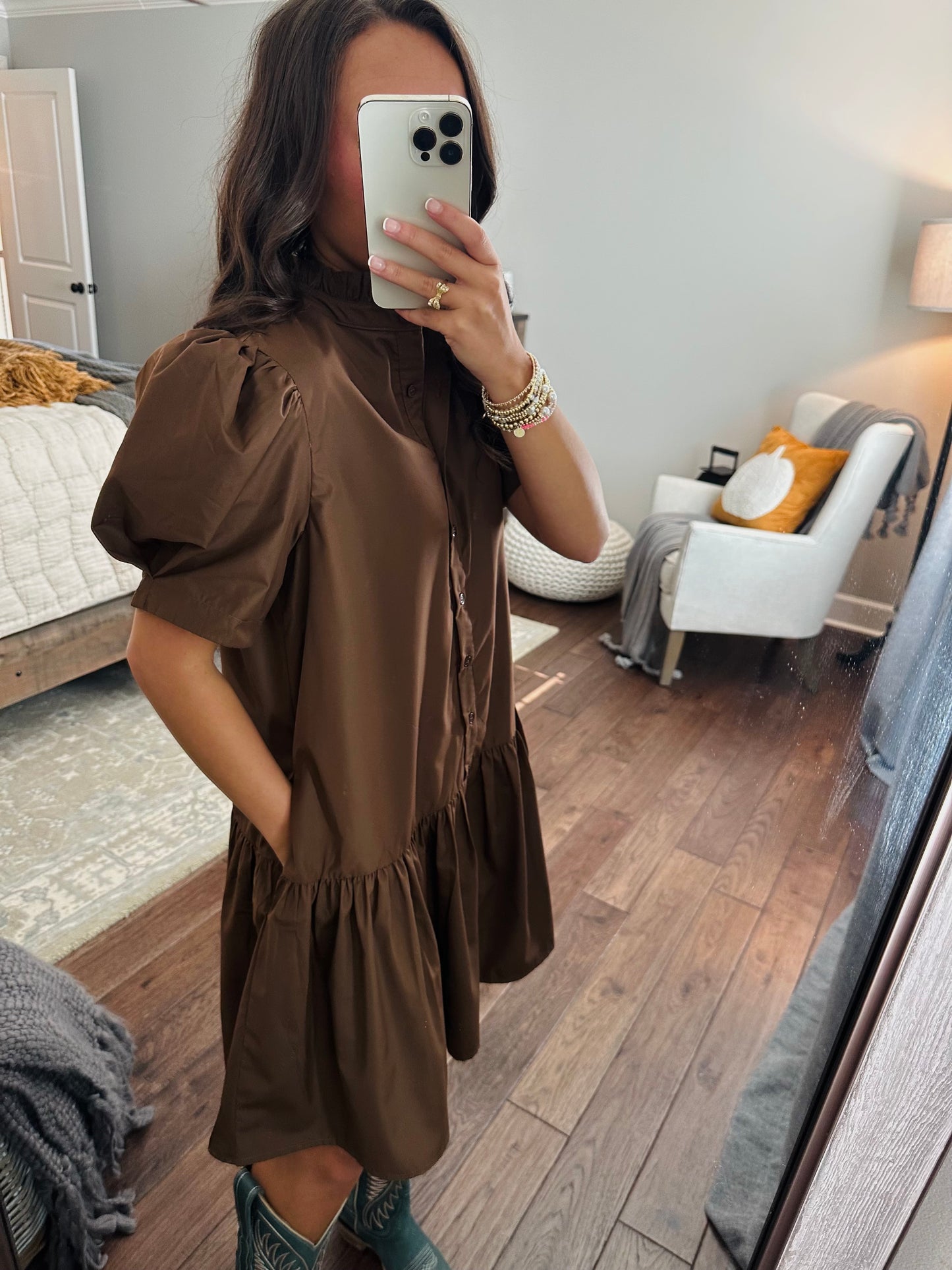 The Kallie Brown Puff Sleeve Dress