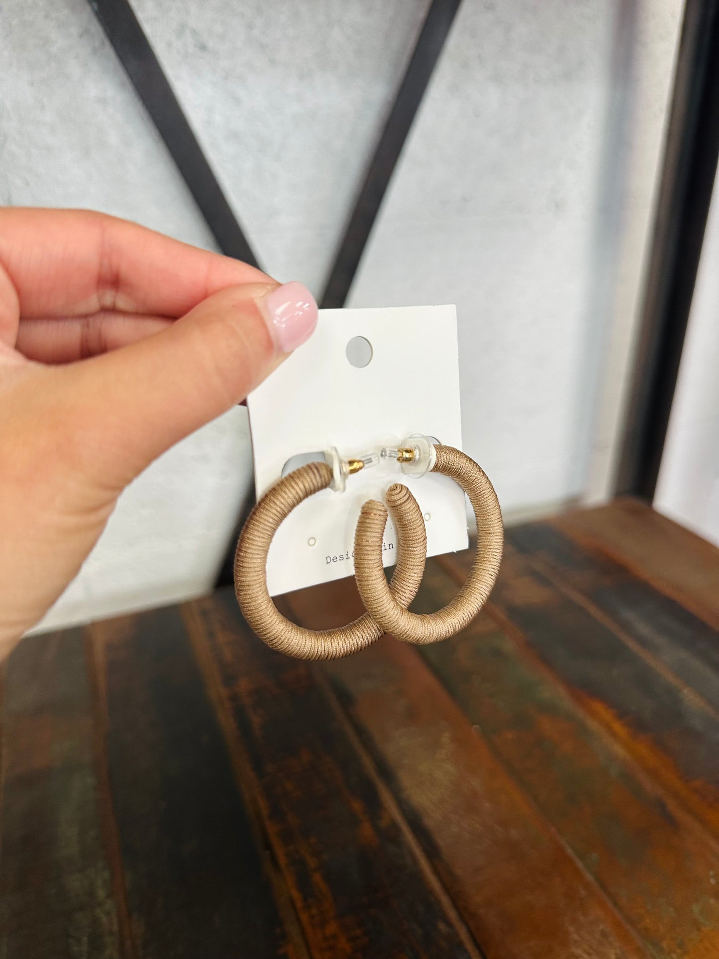Tan Thread Hoops