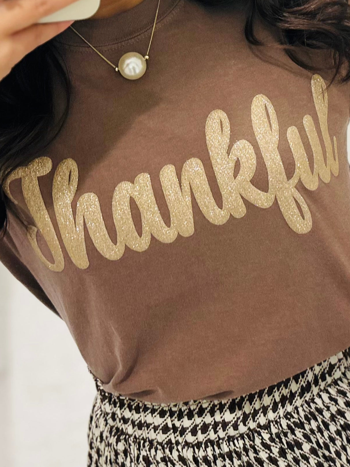The Gold Glitter Thankful Puff Tee