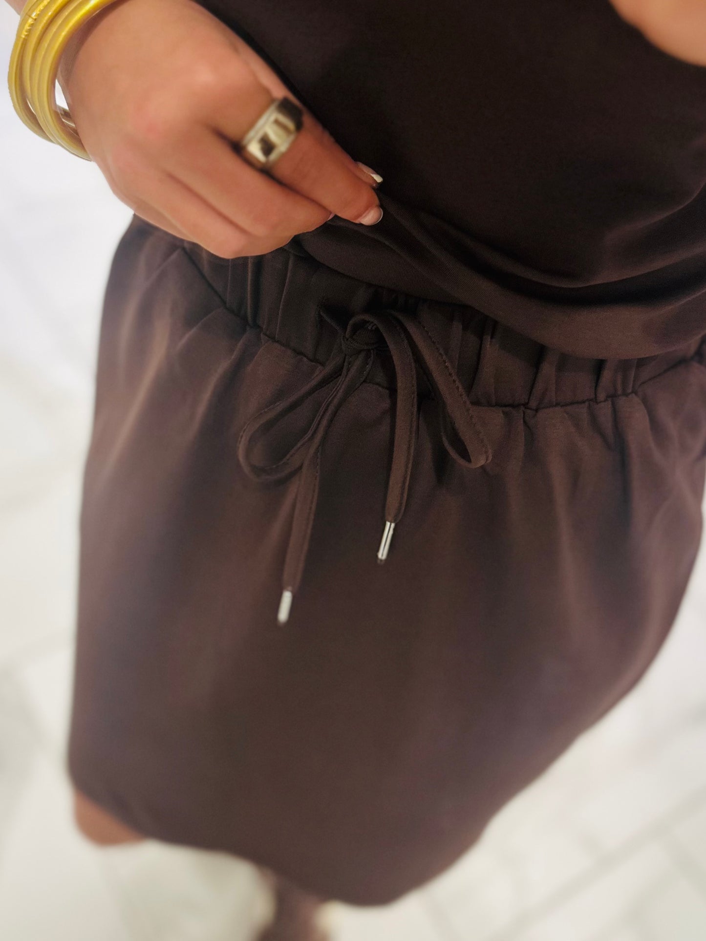 The Mable Brown Drawstring Skirt