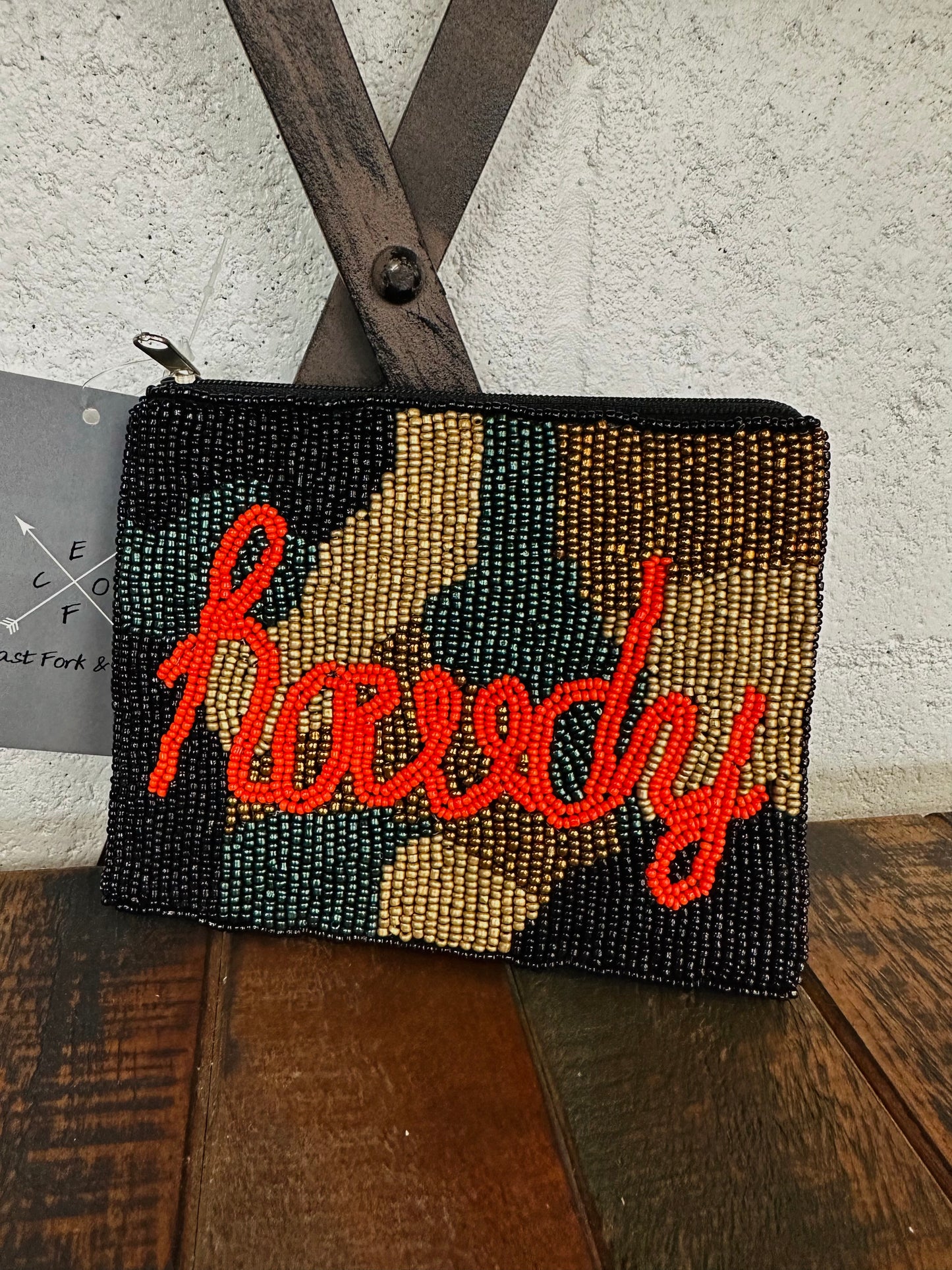 Howdy Camouflage Beaded Zip Pouch