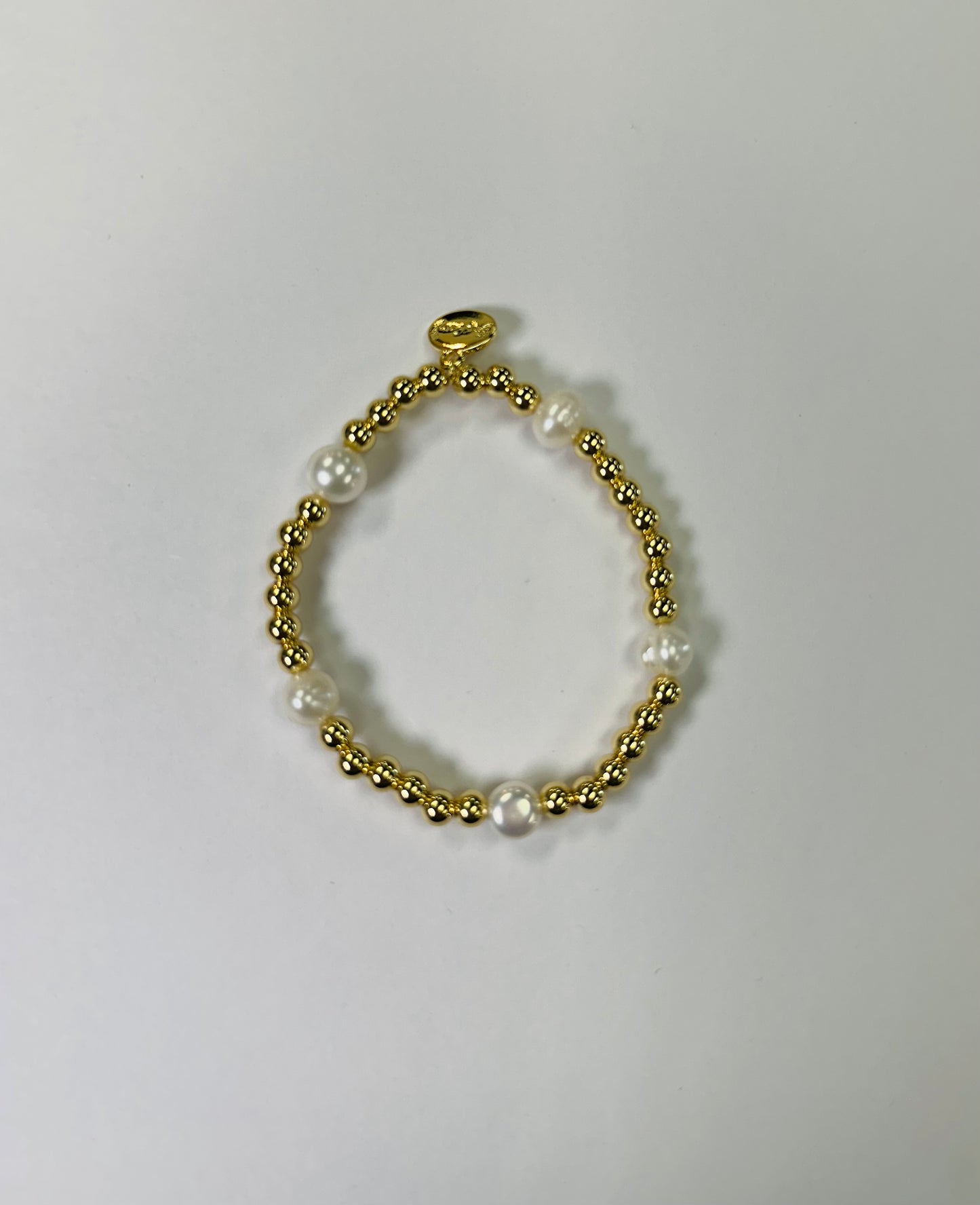 6MM H2O Resistant 14KT Gold Ball W/multi Pearl Bracelet