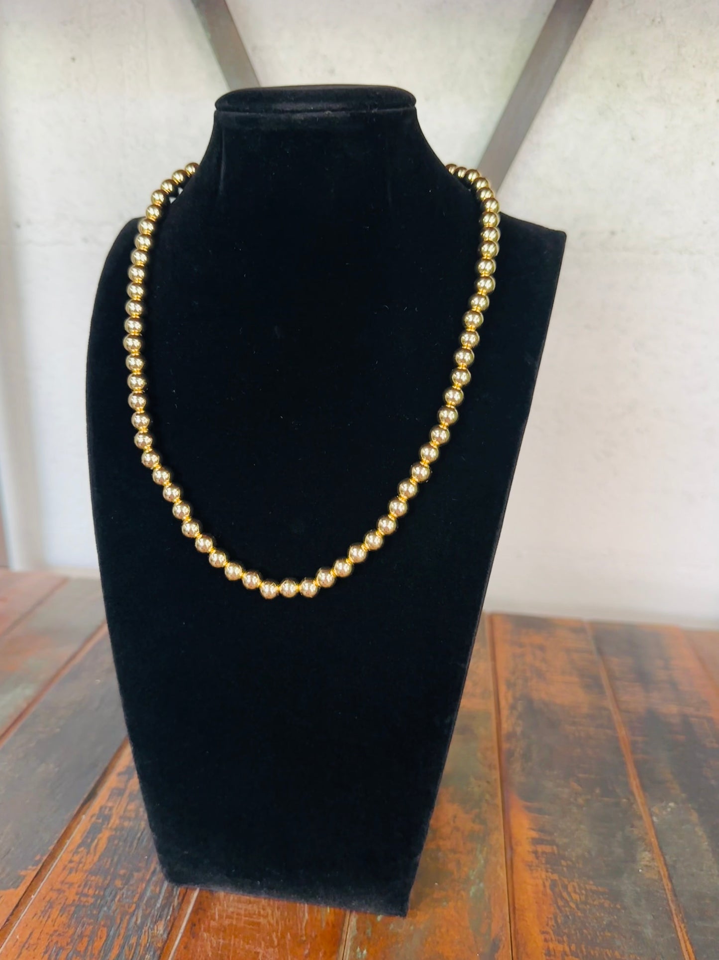 7mm Gold Ball Bead Necklace