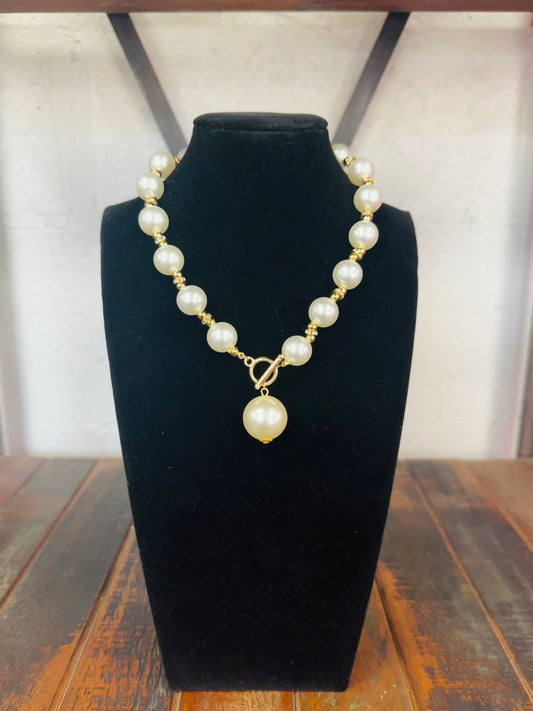 Pearl & Crystal Toggle Necklace