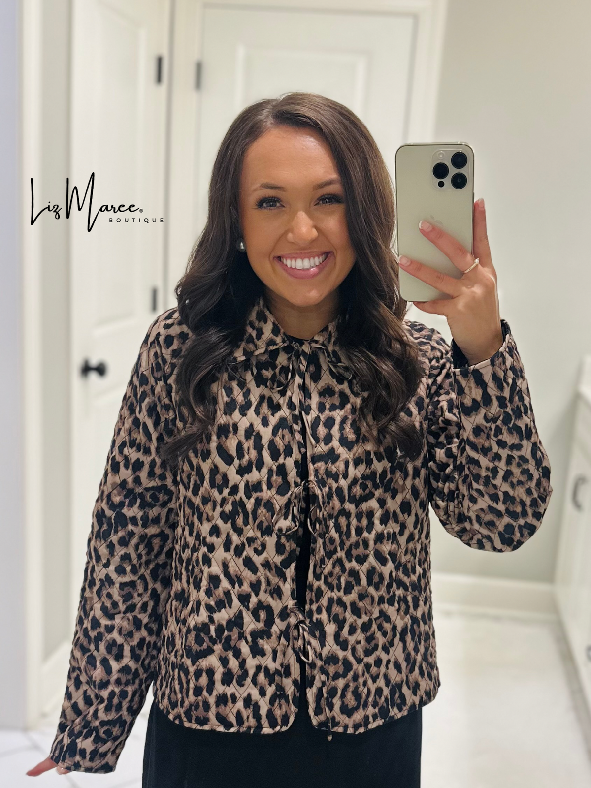 The Aubrey Leopard Quilted Bow Jacket