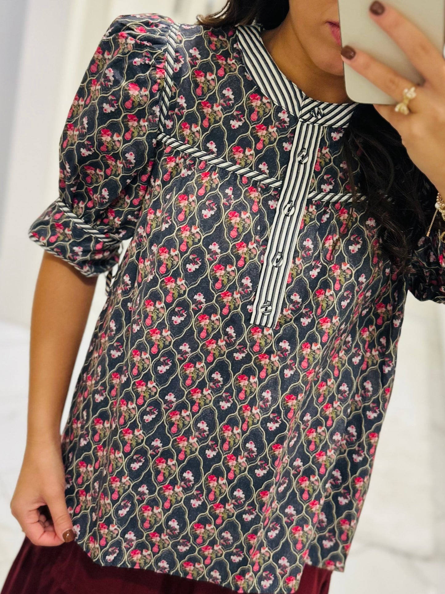 The Lottie Navy Floral Top