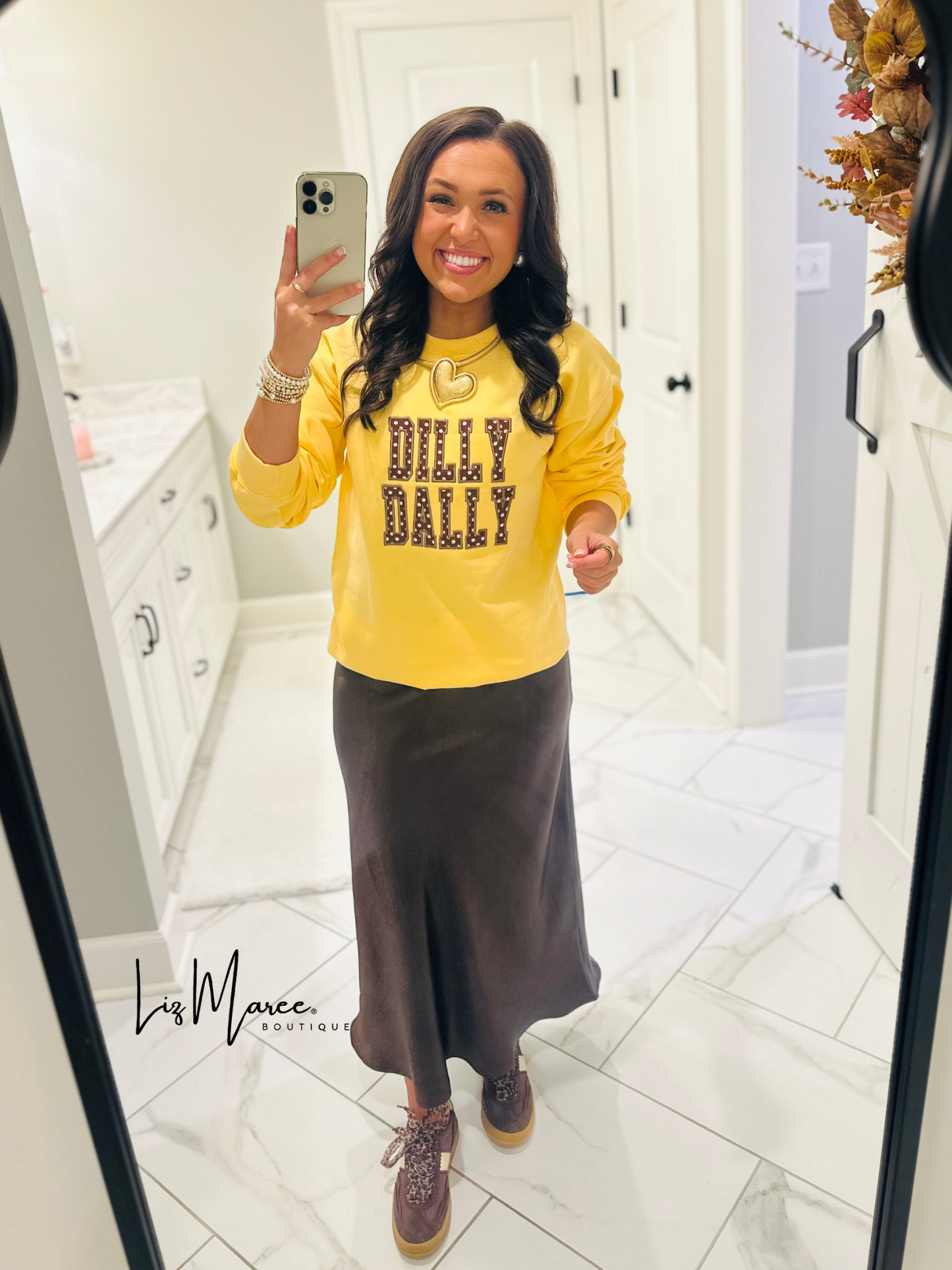 The Dilly Dally Polka Dot Embroidered Crewneck