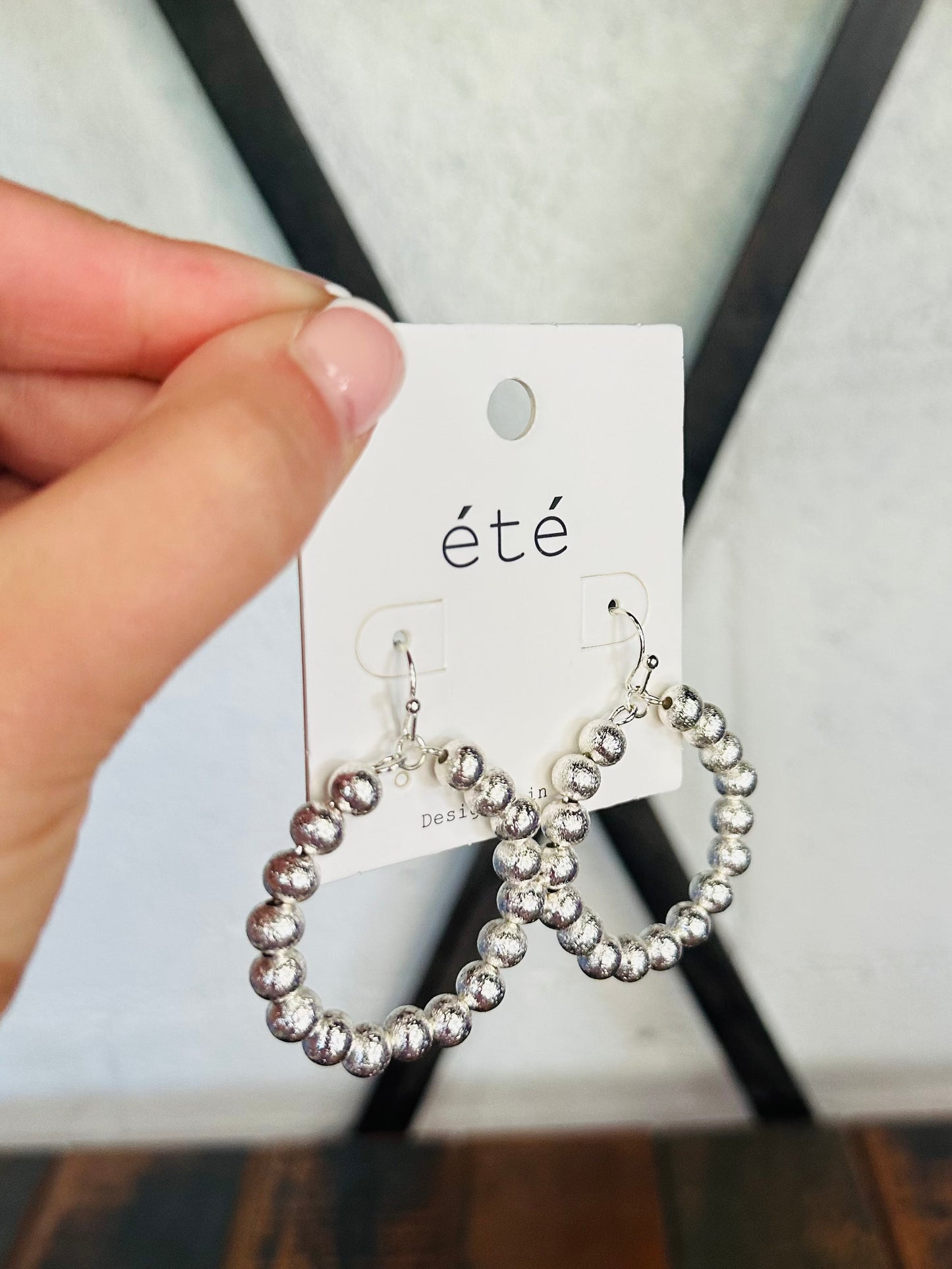 Silver Satin Ball Round Earring