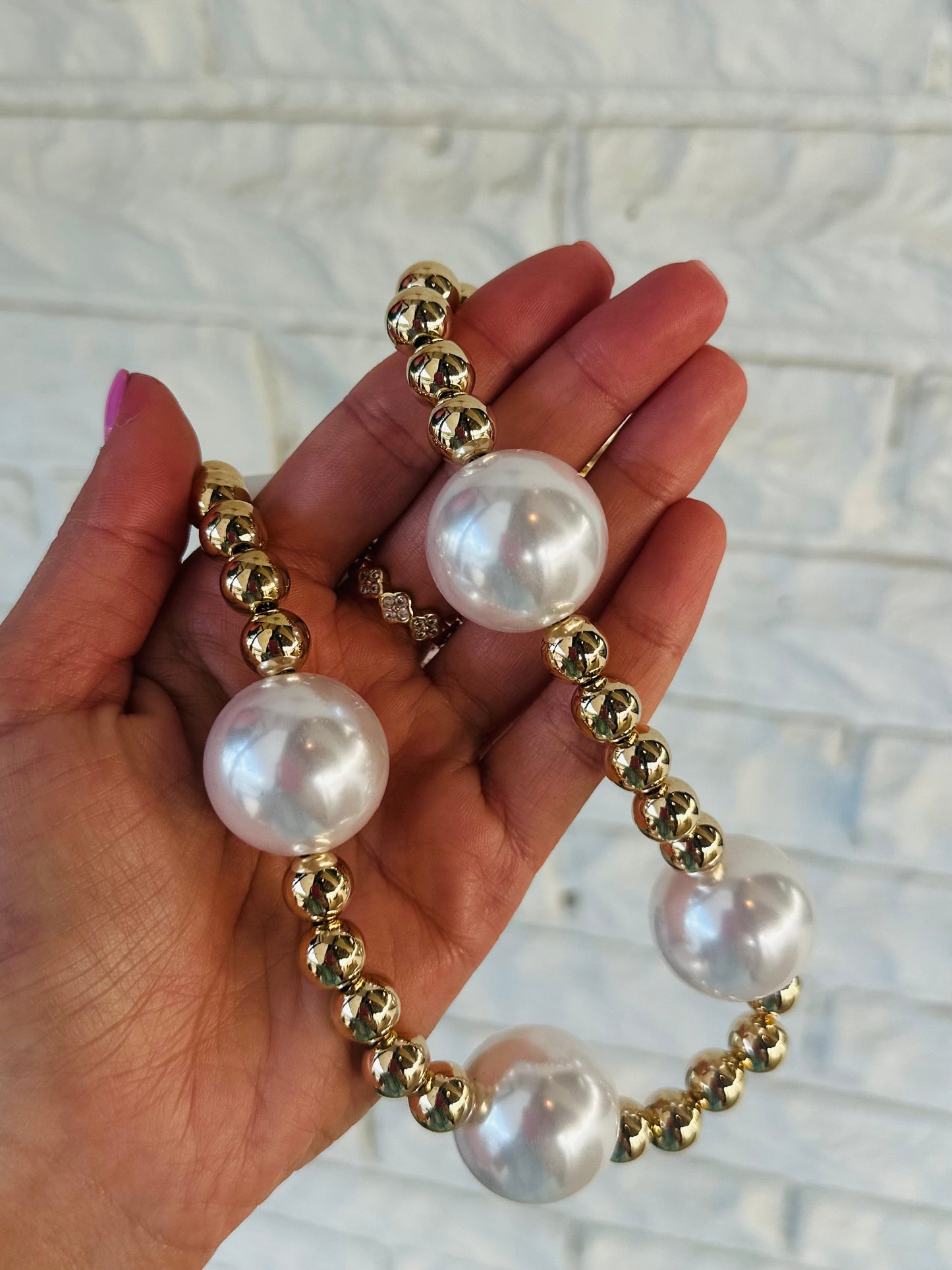 Pearl + Gold Beaded Necklace