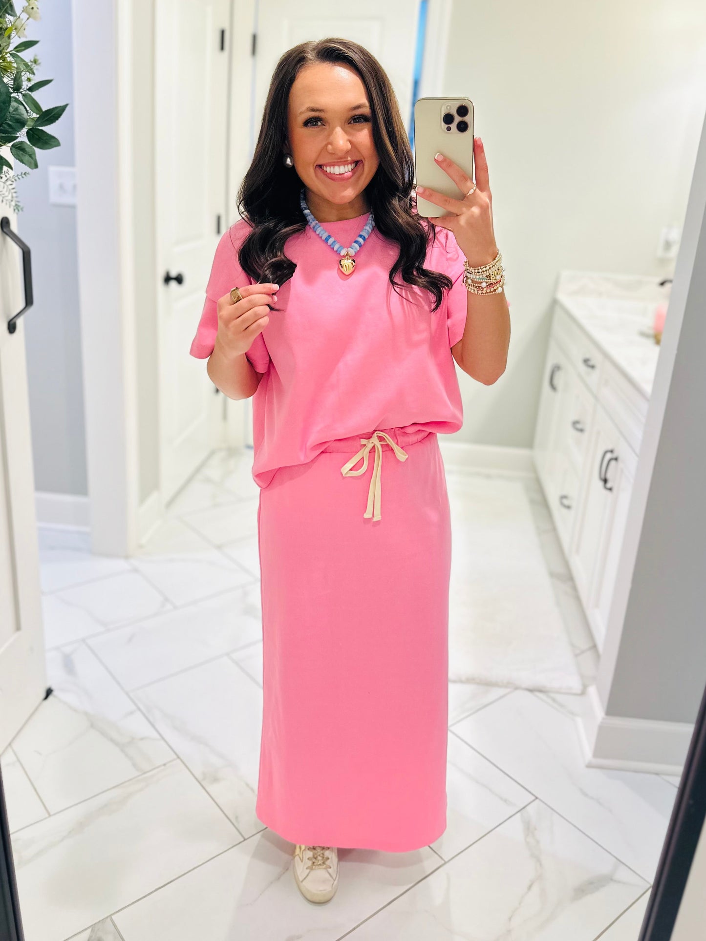 The Sonny Pink Knit Top + Skirt Set