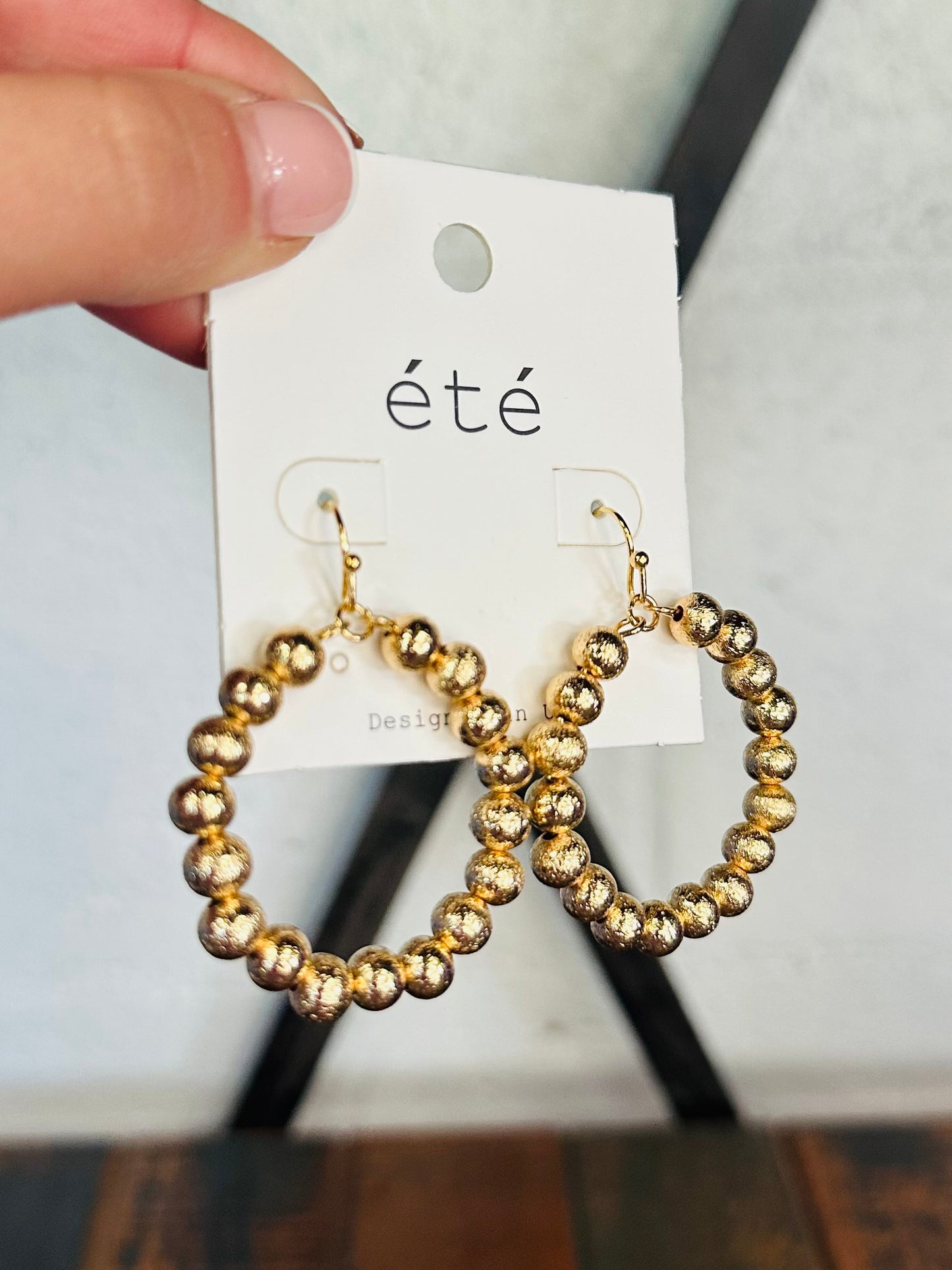 Gold Satin Ball Round Earring