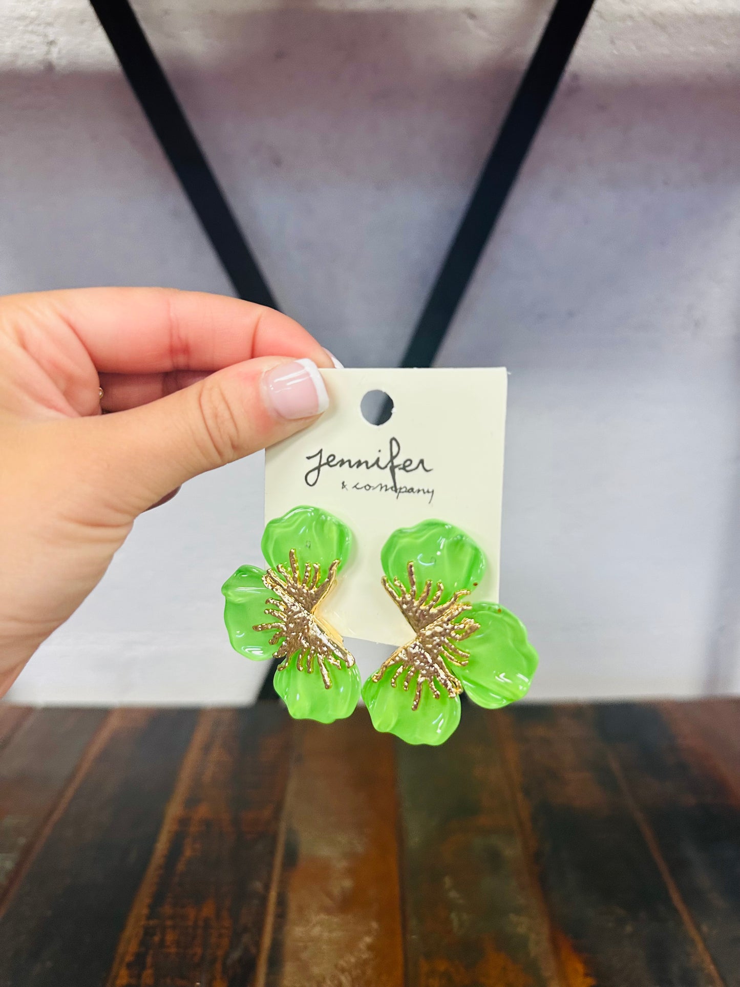 Flower Statement Earring - Green