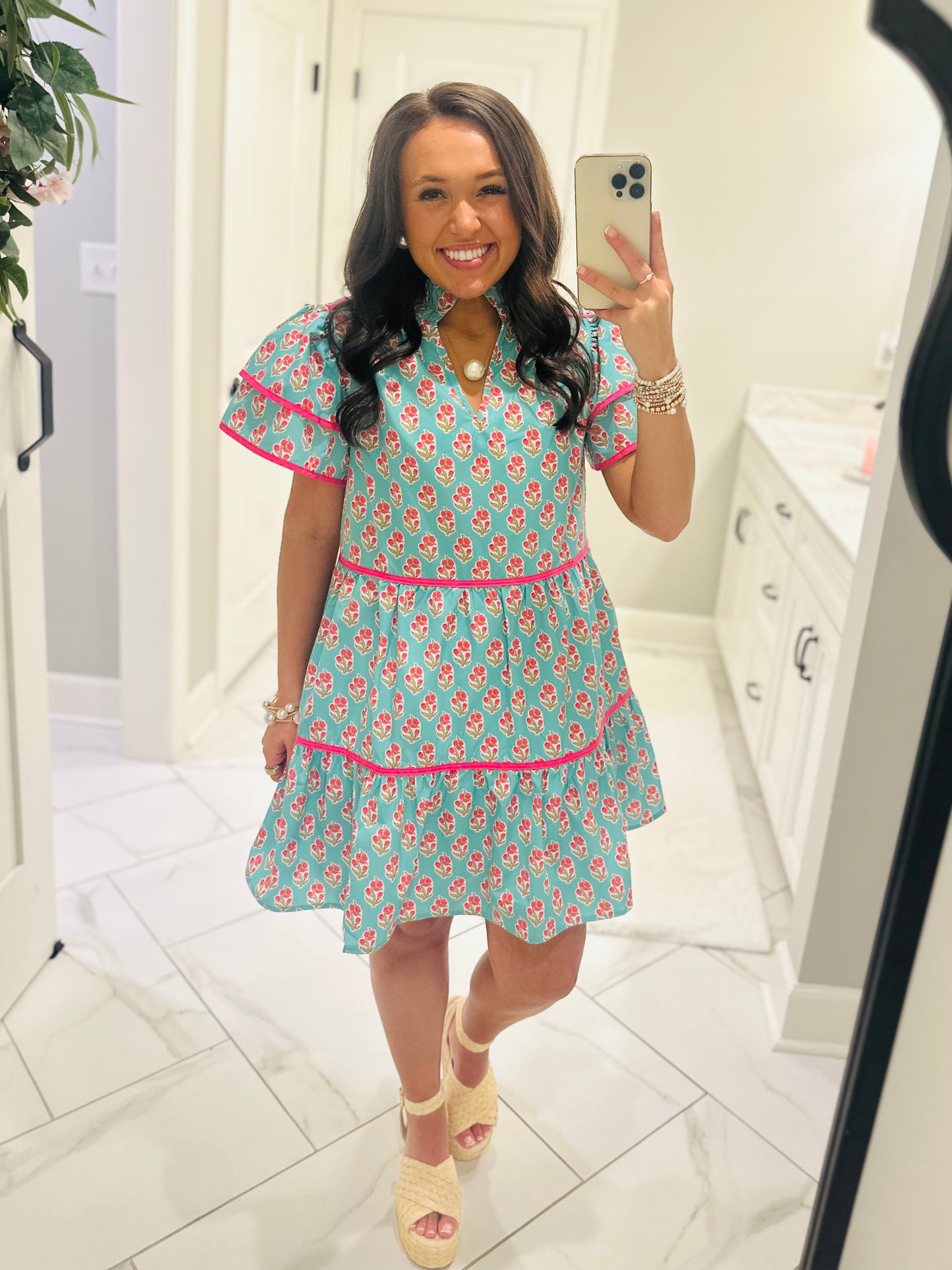 The Valerie Green + Pink Floral Dress