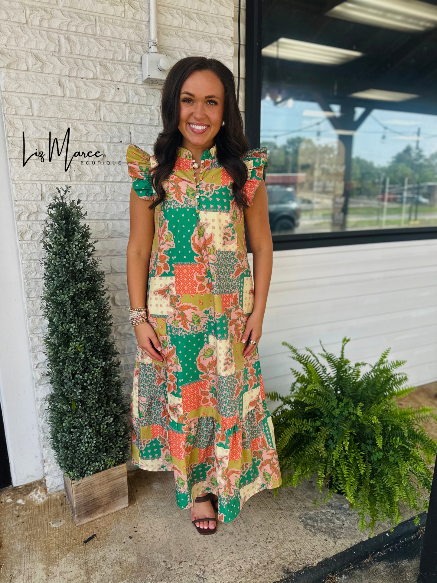 The Ansley Patchwork Midi Dress