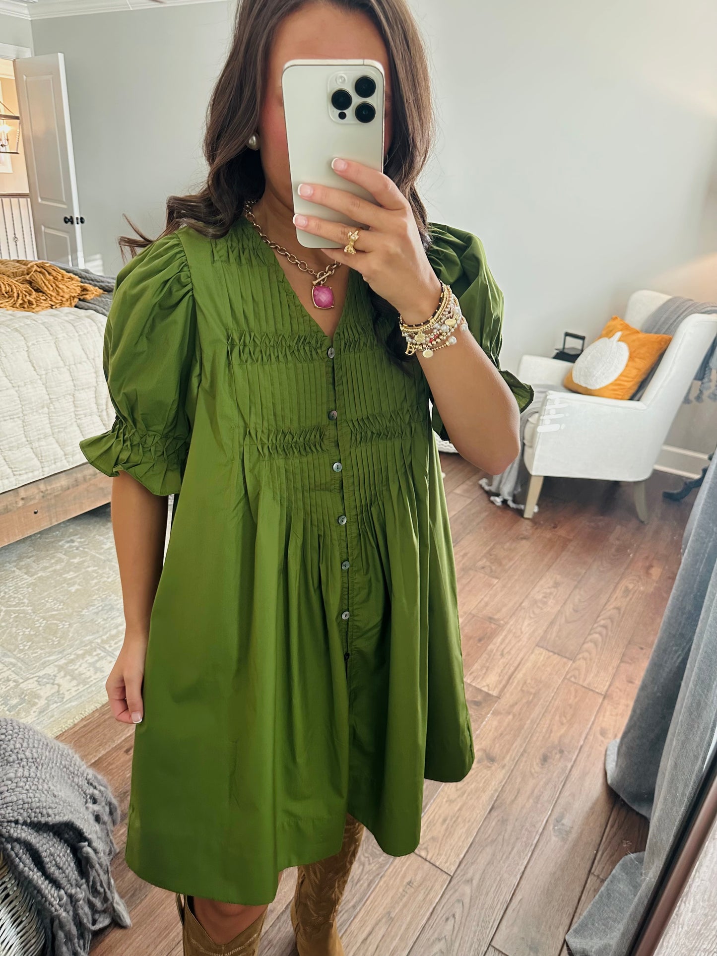 The Willow Olive Green Dress