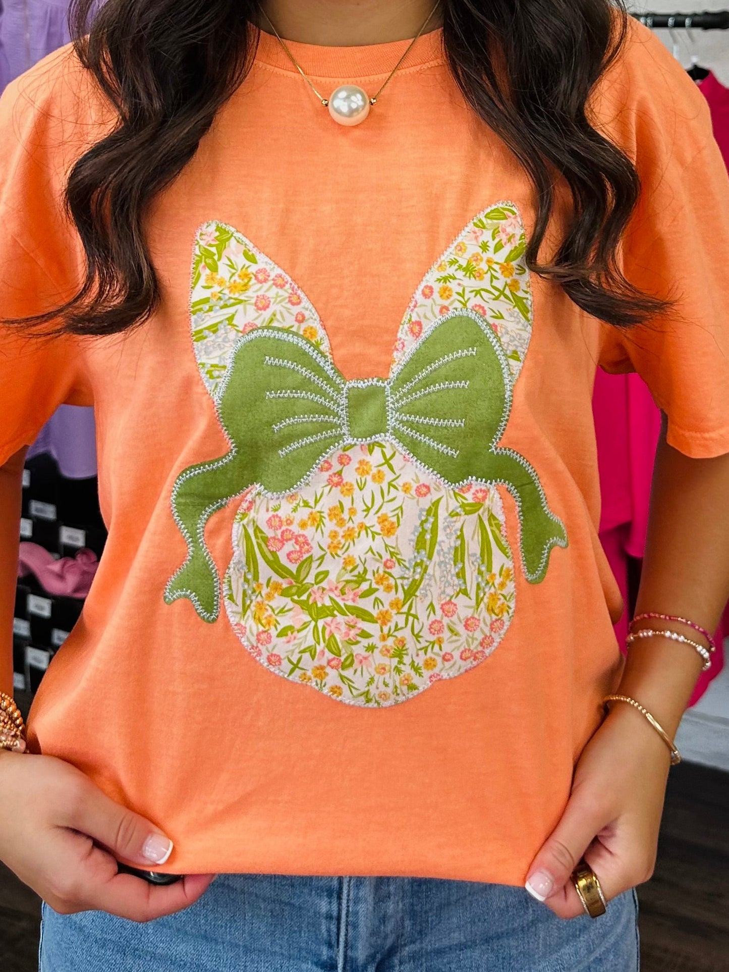The Hippity Hoppity Bunny Bow Embroidered Tee