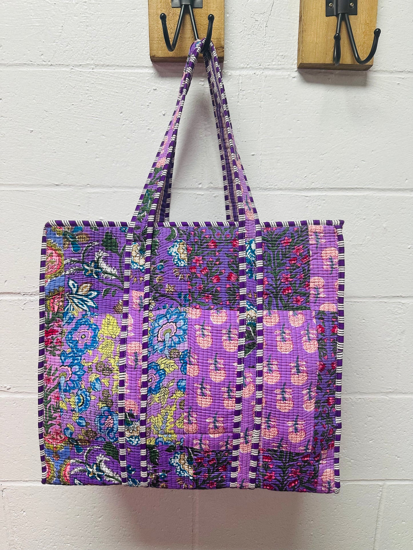 The Purple Multicolor Patchwork Quilted Tote Bag