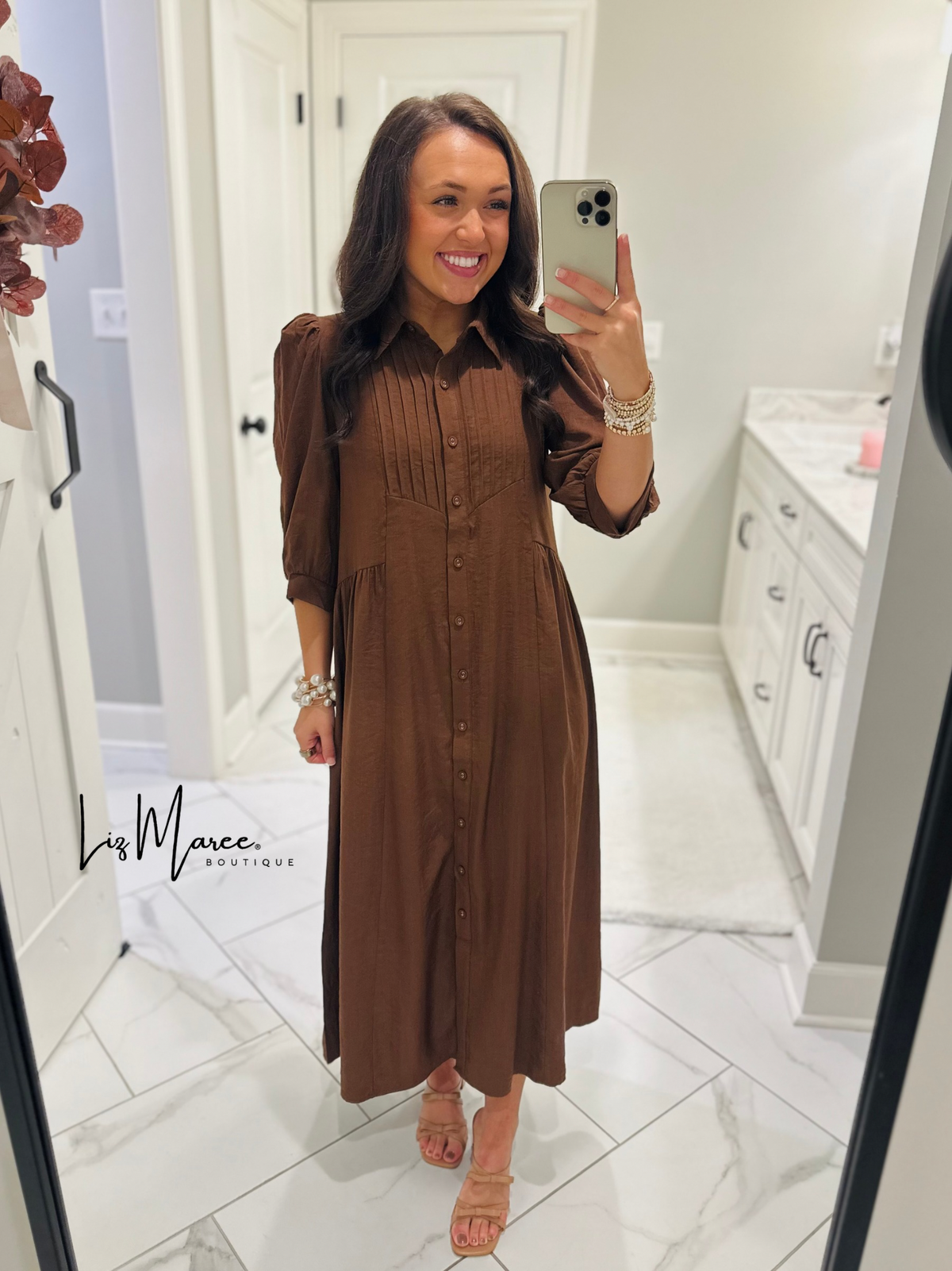 The Rowan Brown Midi Dress