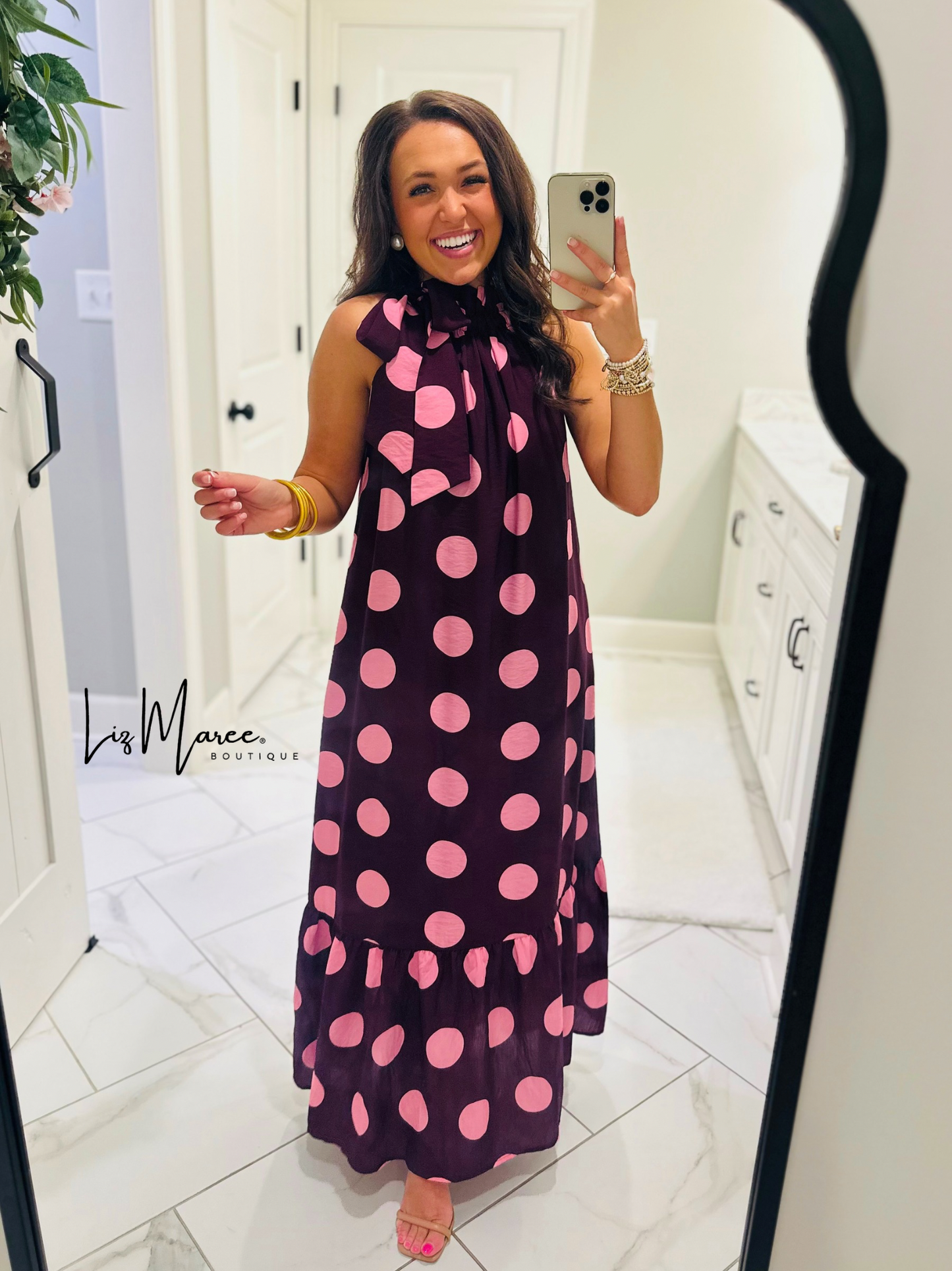 The Hallie Plum Polka Dot Midi Dress