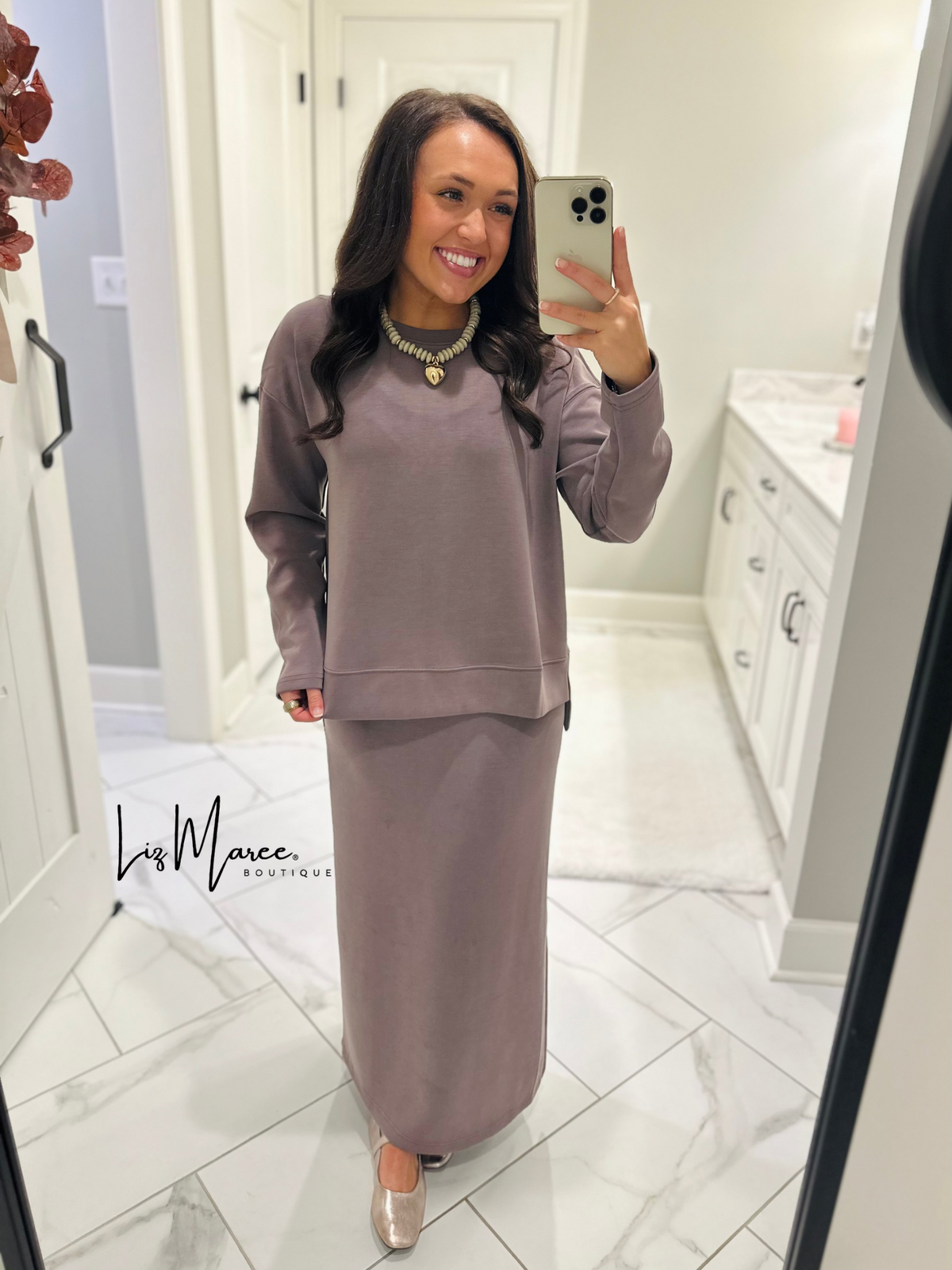 The Rheanne Mocha 2 Piece Dress Set