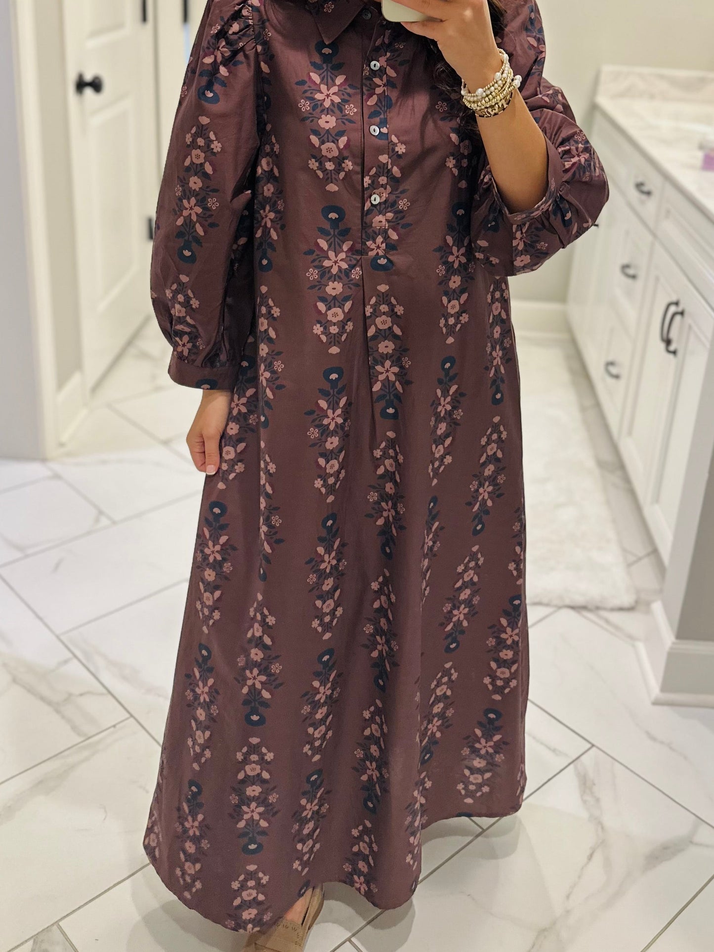 The Nina Brown Floral Maxi Dress