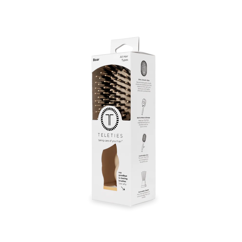 Mini Boar Bristle Hair Brush - Tan