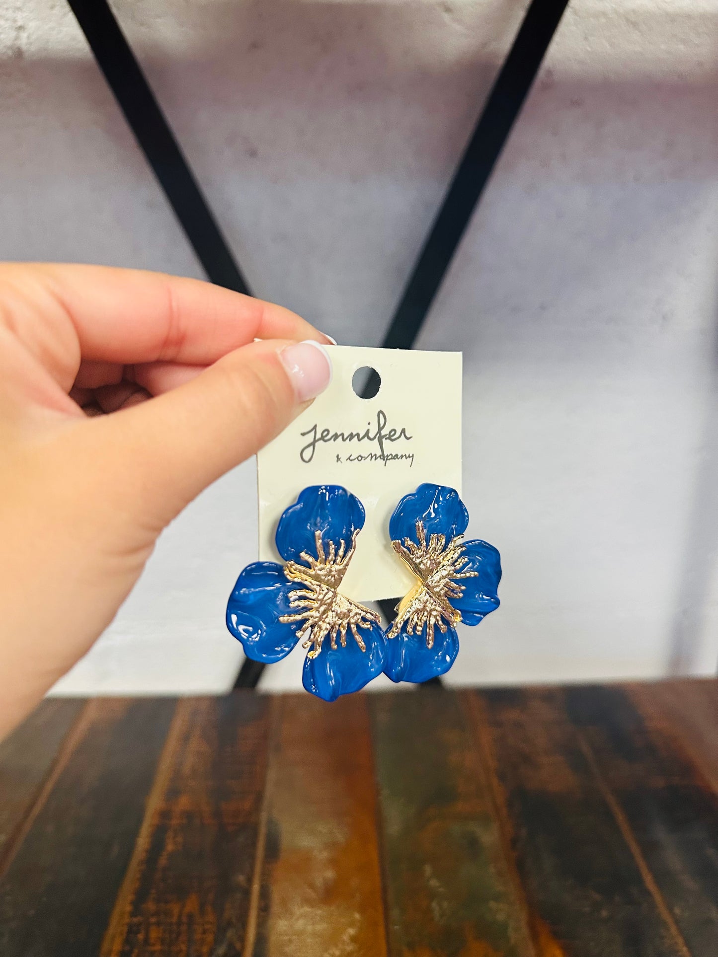 Flower Statement Earring - Royal Blue