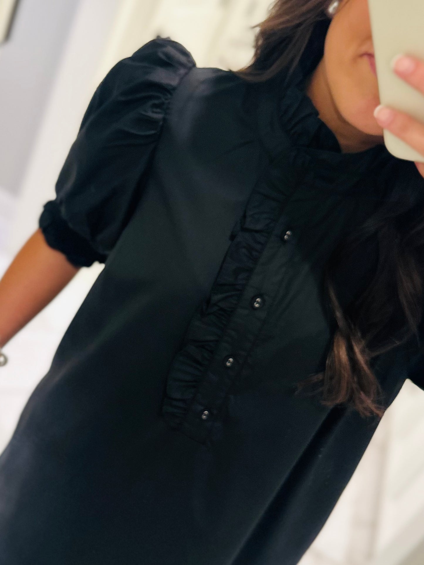 The Blakeley Black Embroidered Scallop Midi Dress