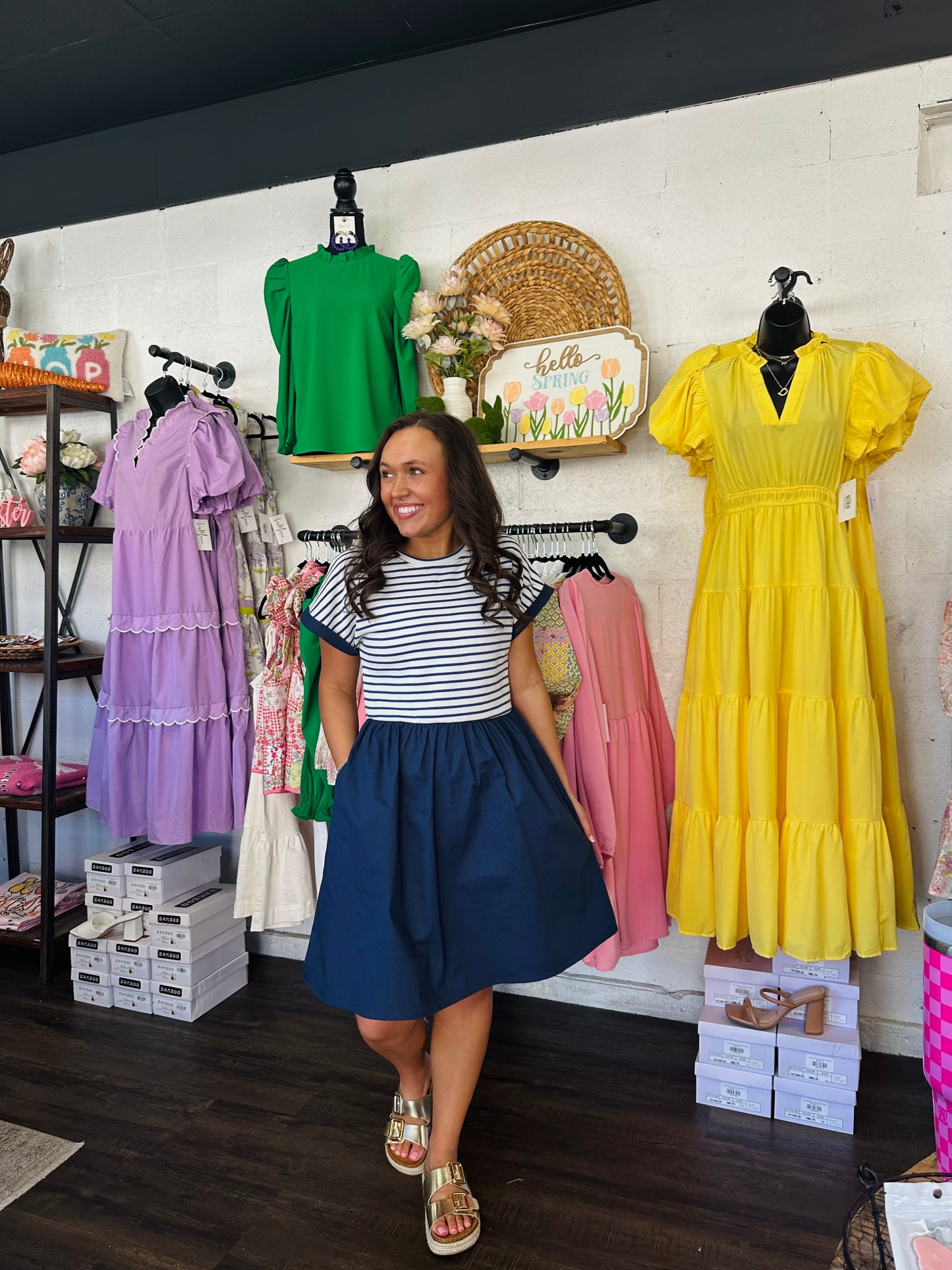 The Harbor Navy Blue Striped Dress