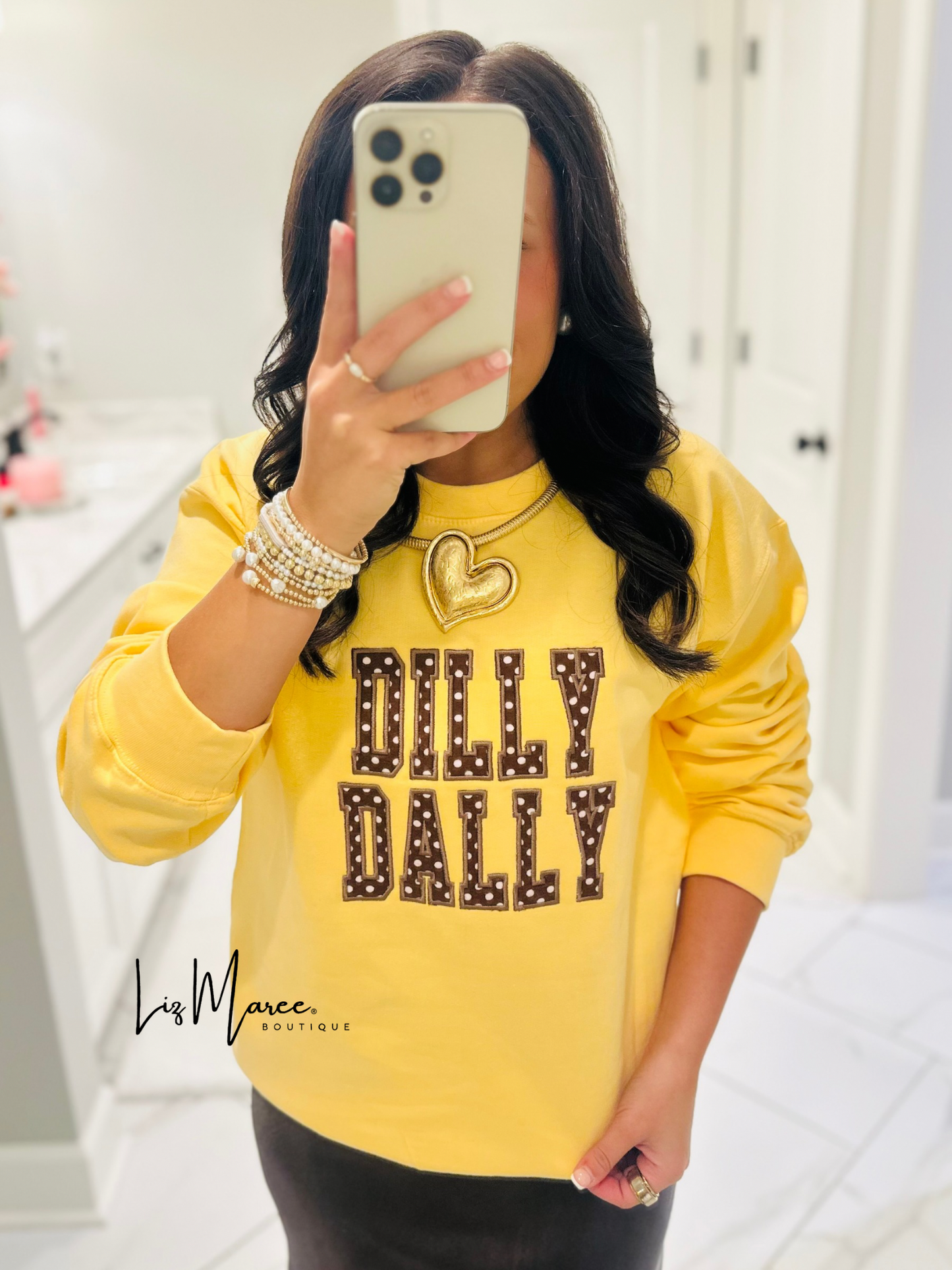 The Dilly Dally Polka Dot Embroidered Crewneck