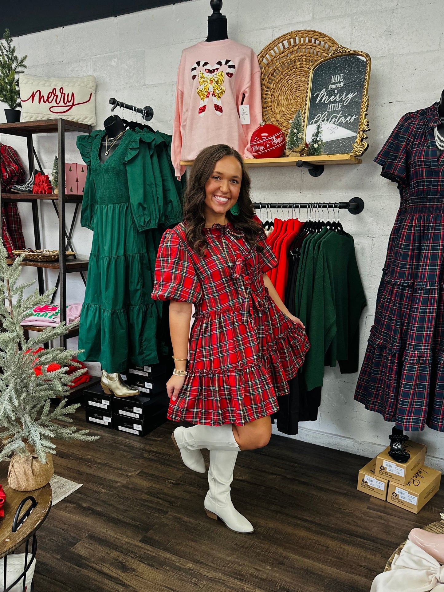 The Trixie Plaid Bow Dress