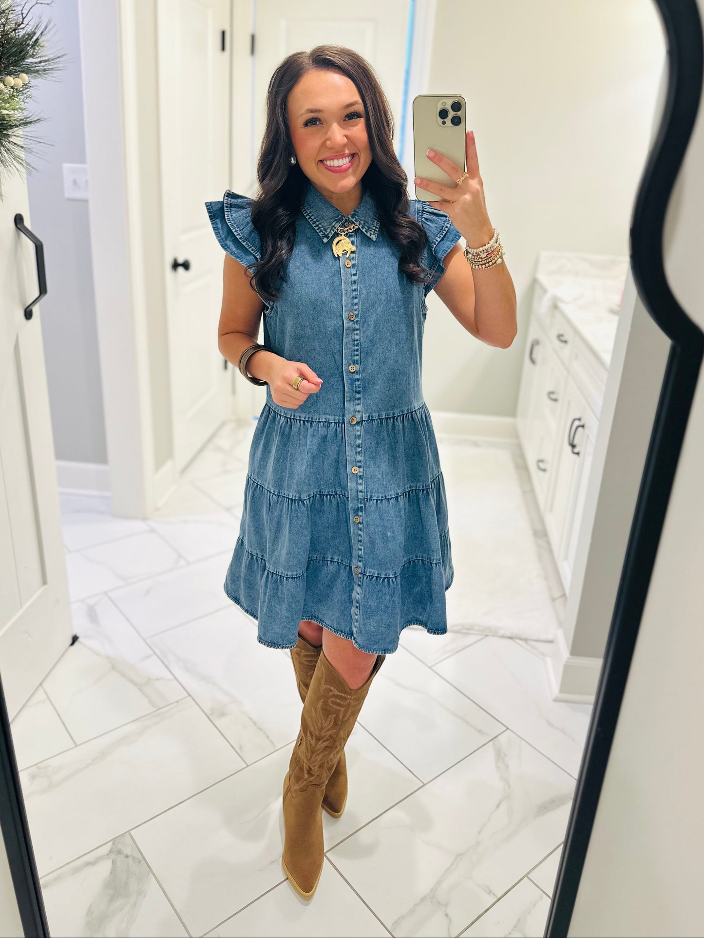The Payton Denim Tiered Dress