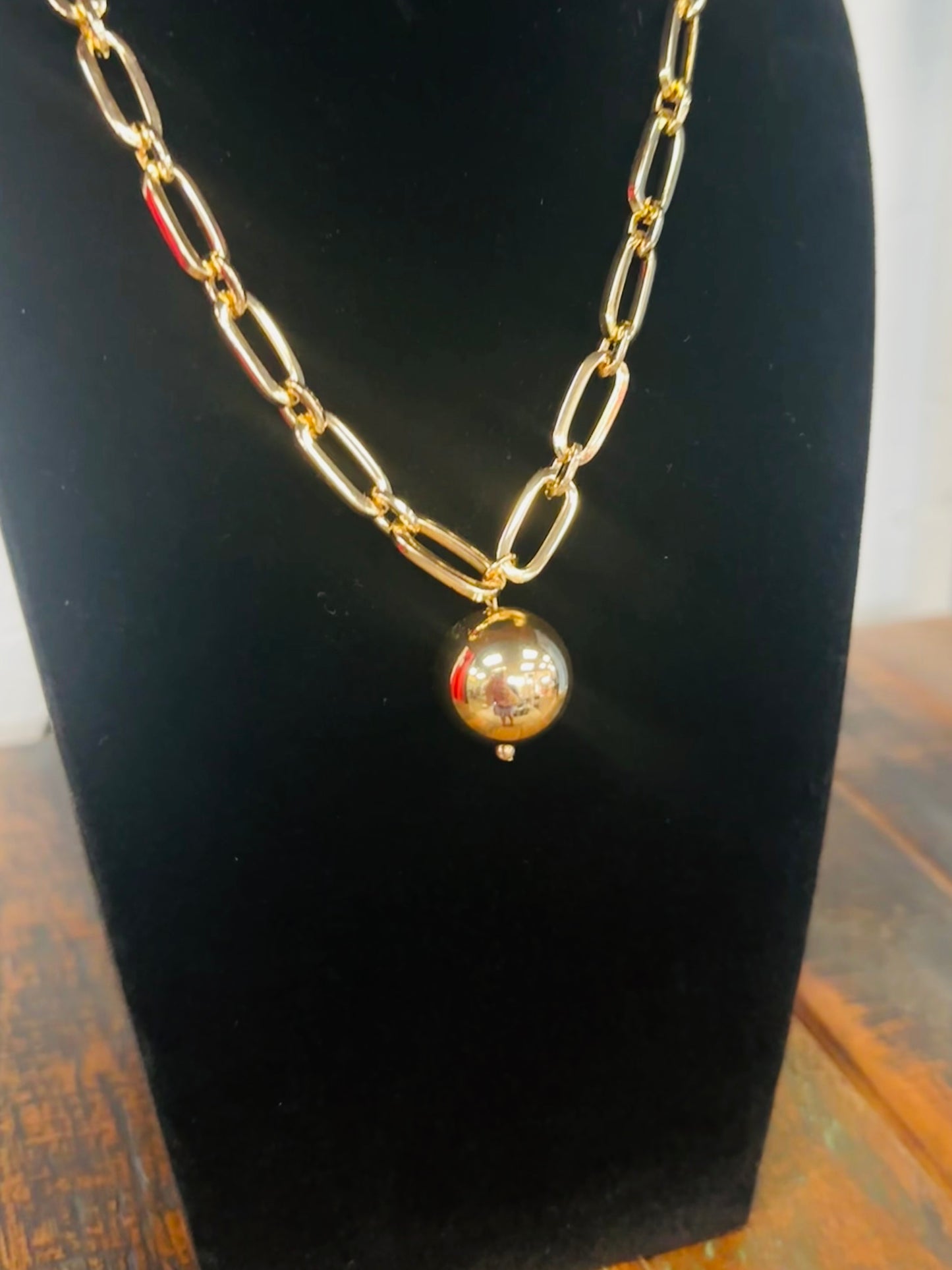 20mm Gold Ball + Chunky Chain Necklace