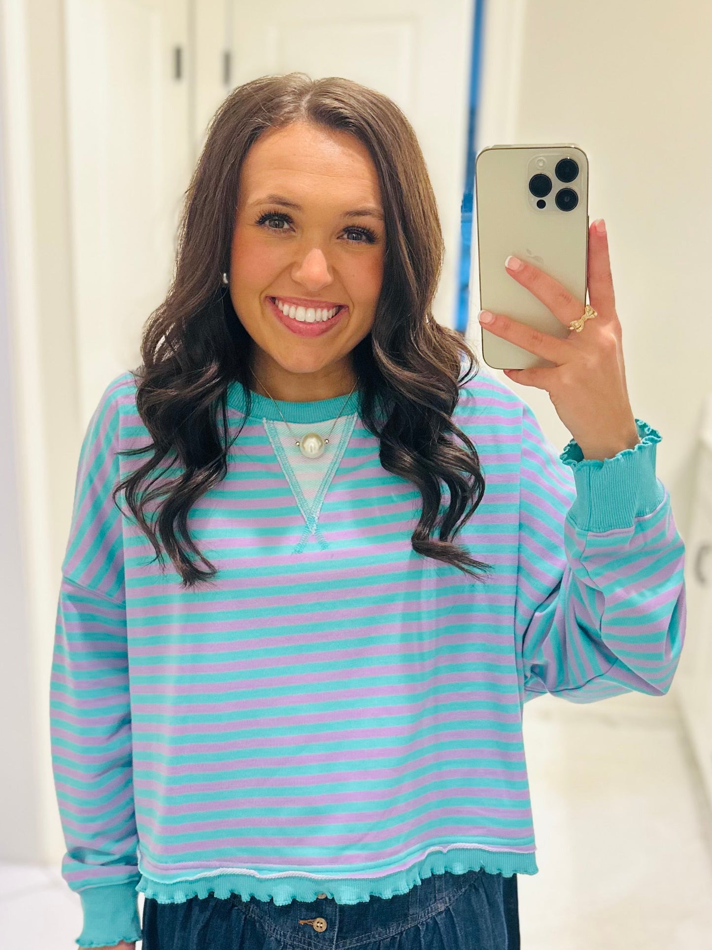 The Lily Striped Crop Sweatshirt