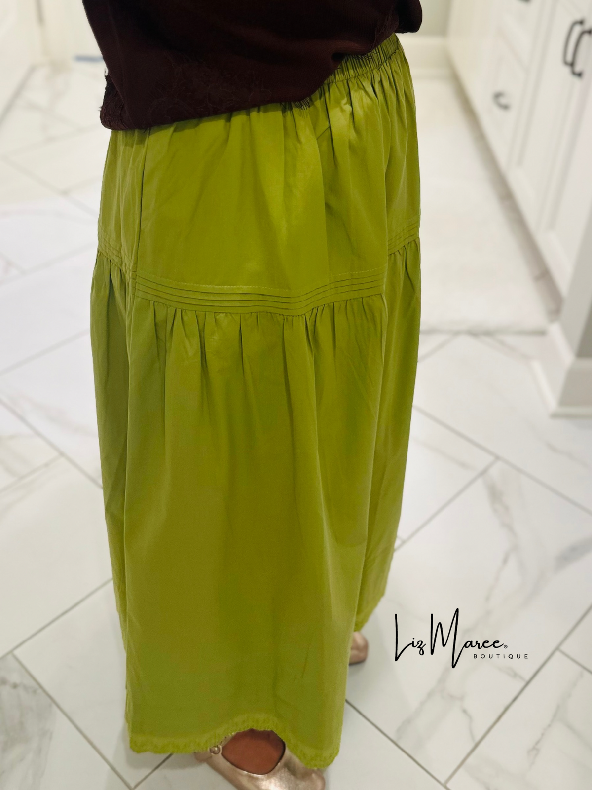 The Emma Avocado Green Midi Skirt