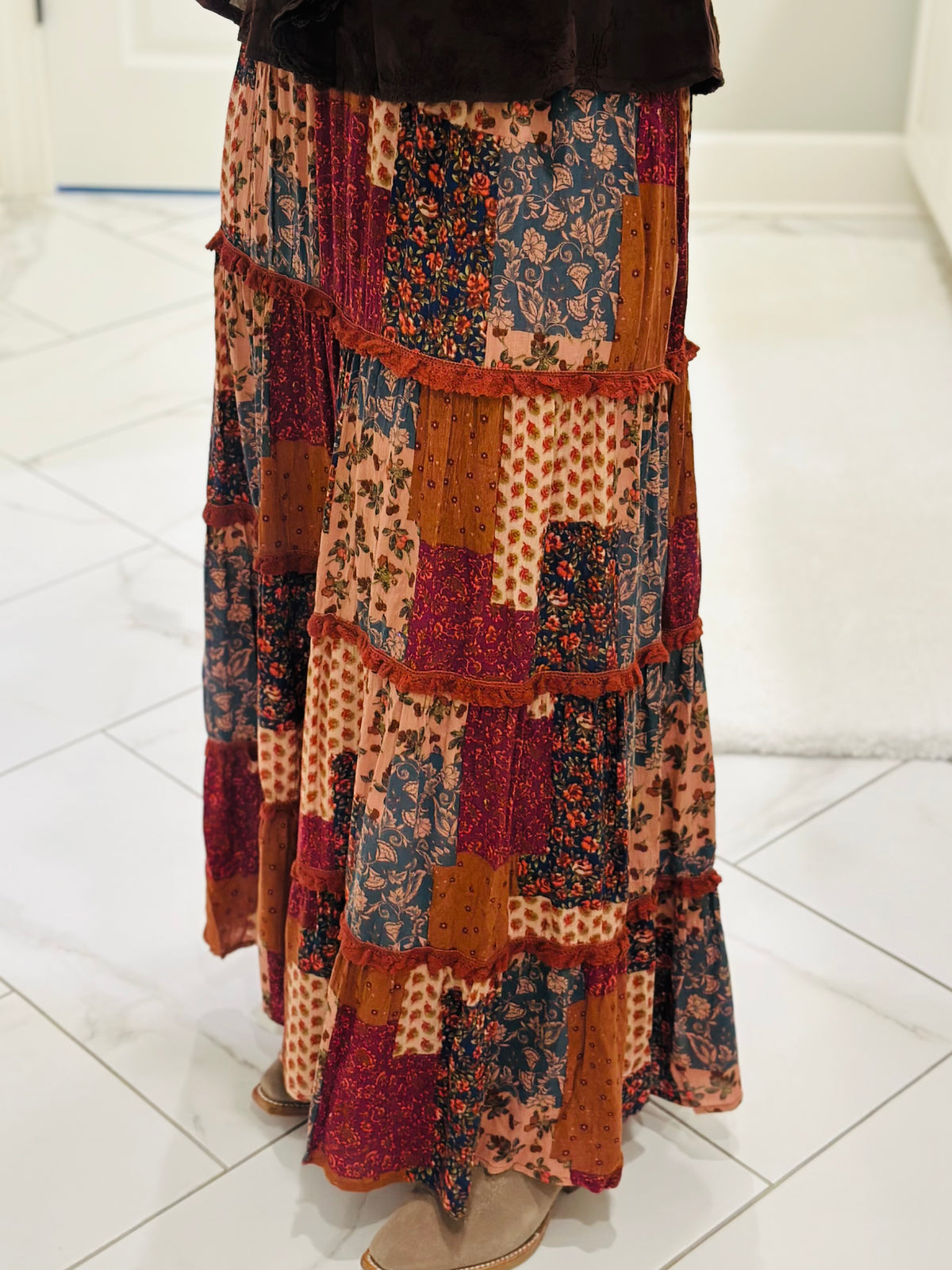 The Davey Multi Patchwork Maxi Skirt