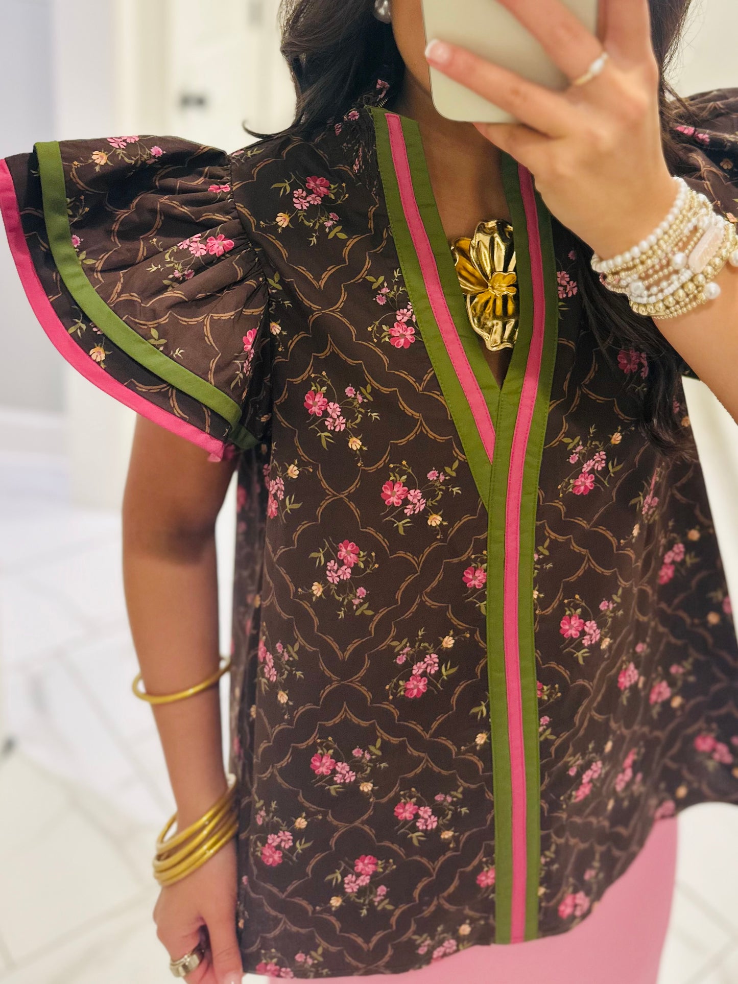 The Luci Brown Floral Top