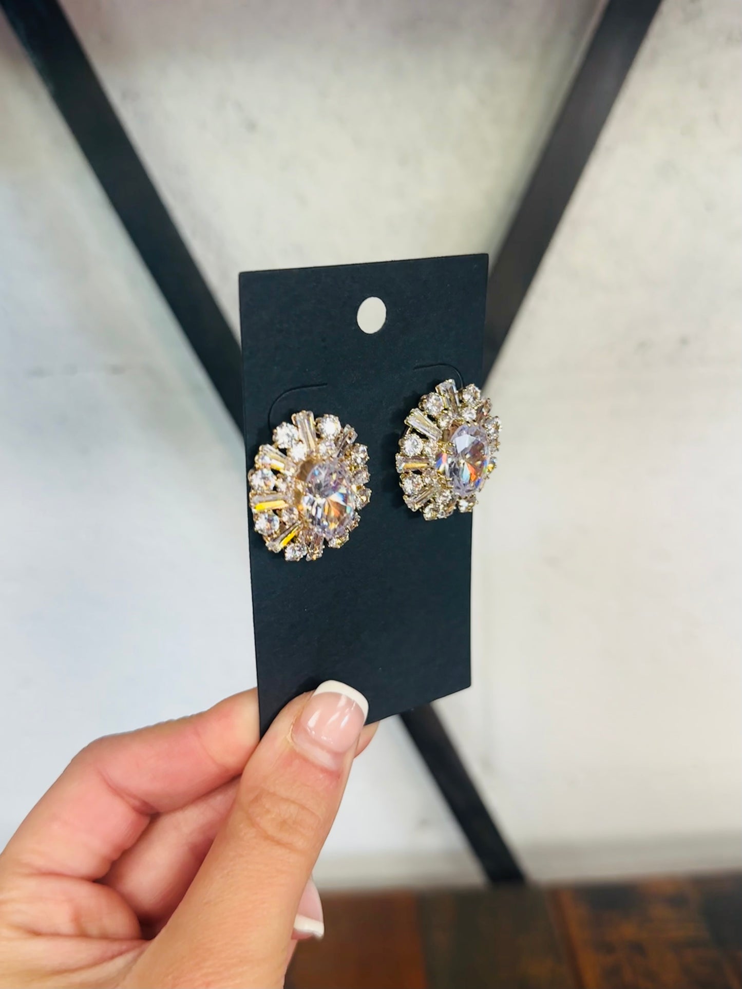 Gold + Silver Crystal Stud Earring