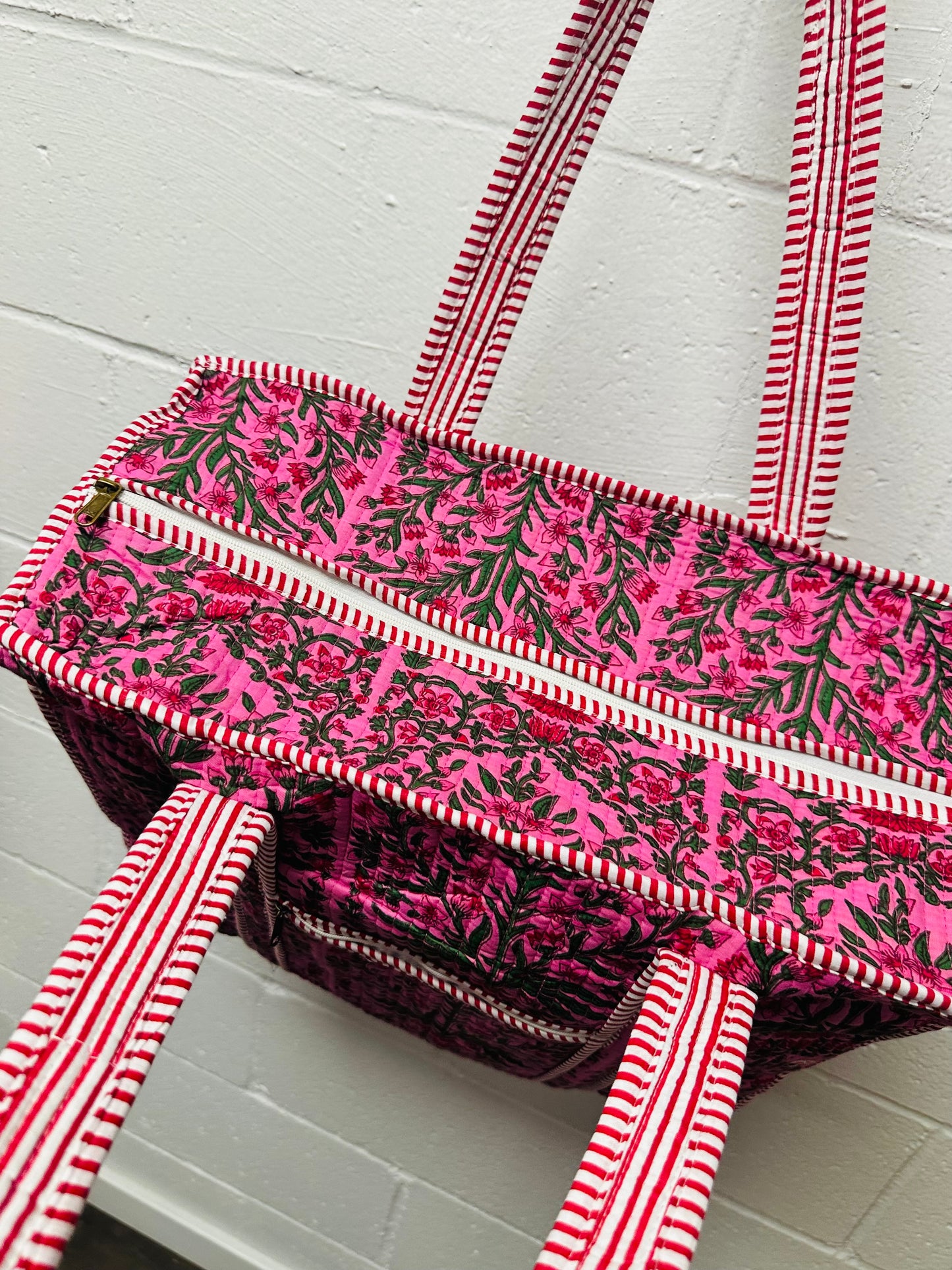 The Pink Florals Quilted Tote Bag