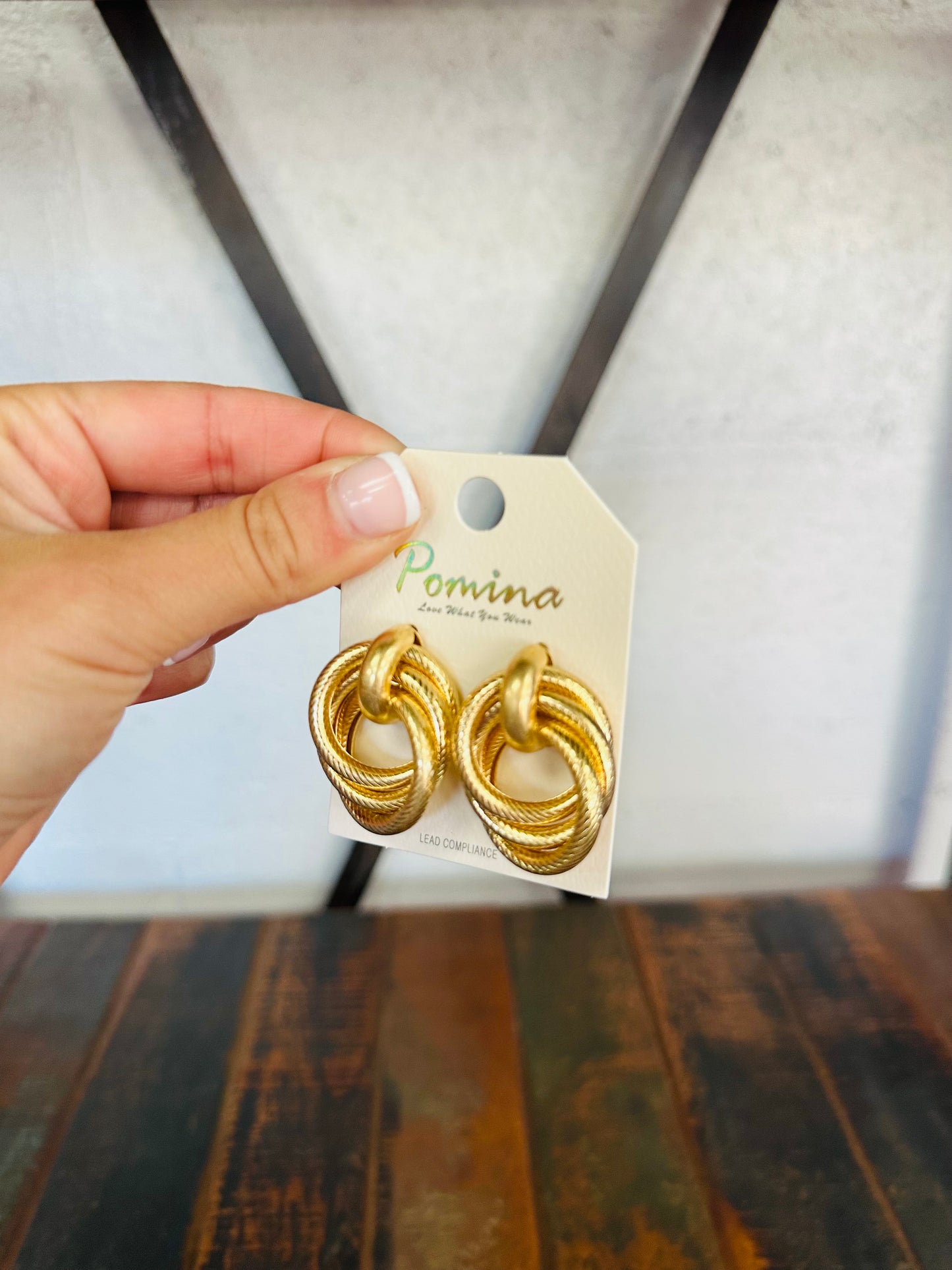 Gold Twist Double Hoop Earring