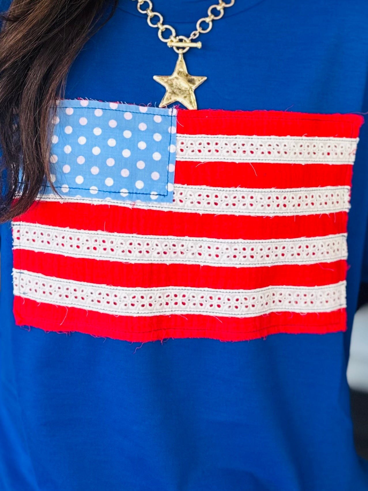 The Sweet Land of Liberty American Flag Applique Tee