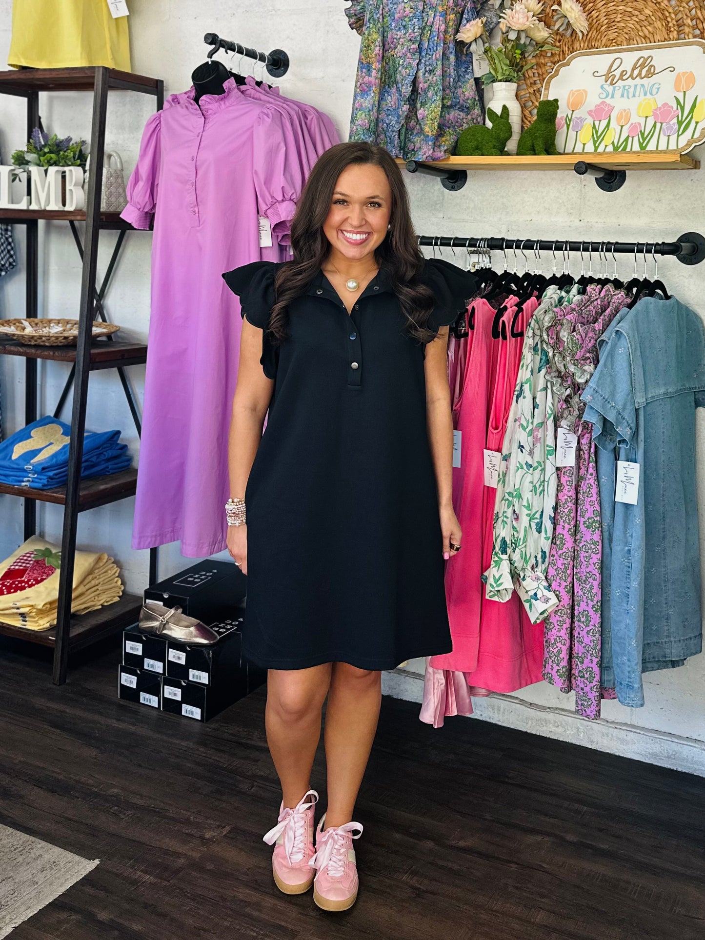 The Gia Black Scallop Dress