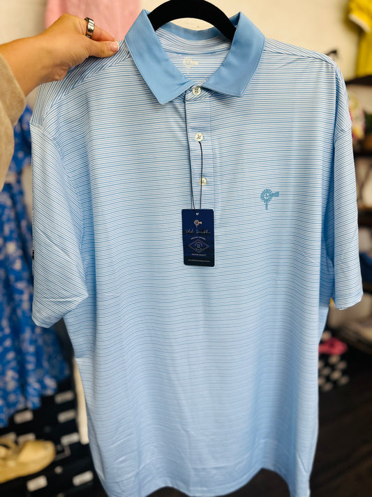 Blue Sky Stripe Performance Polo