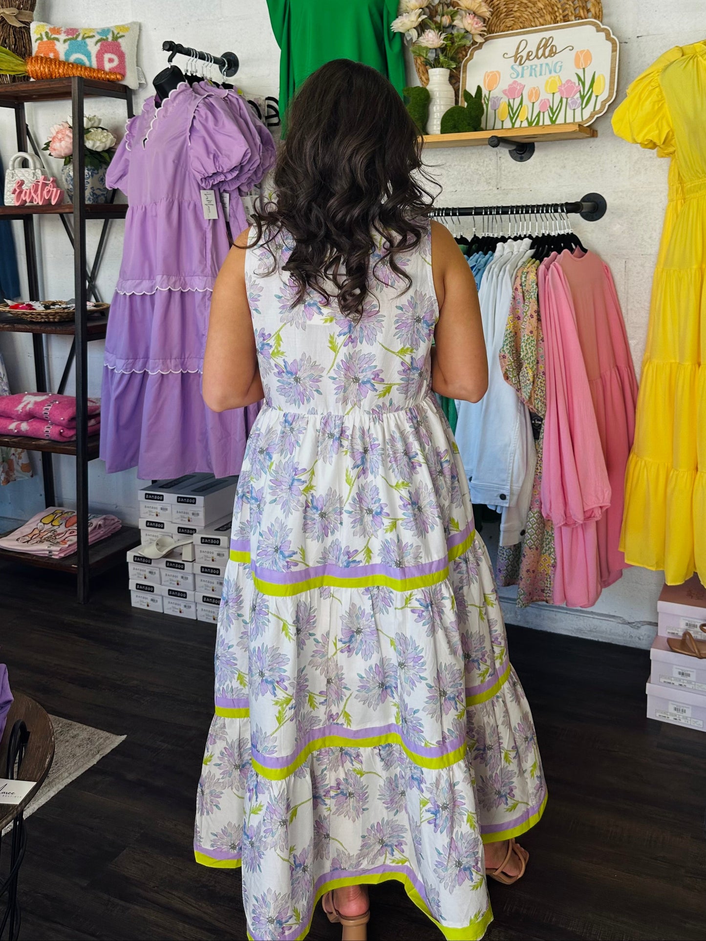 The Lollie Lavender + Lime Midi Dress