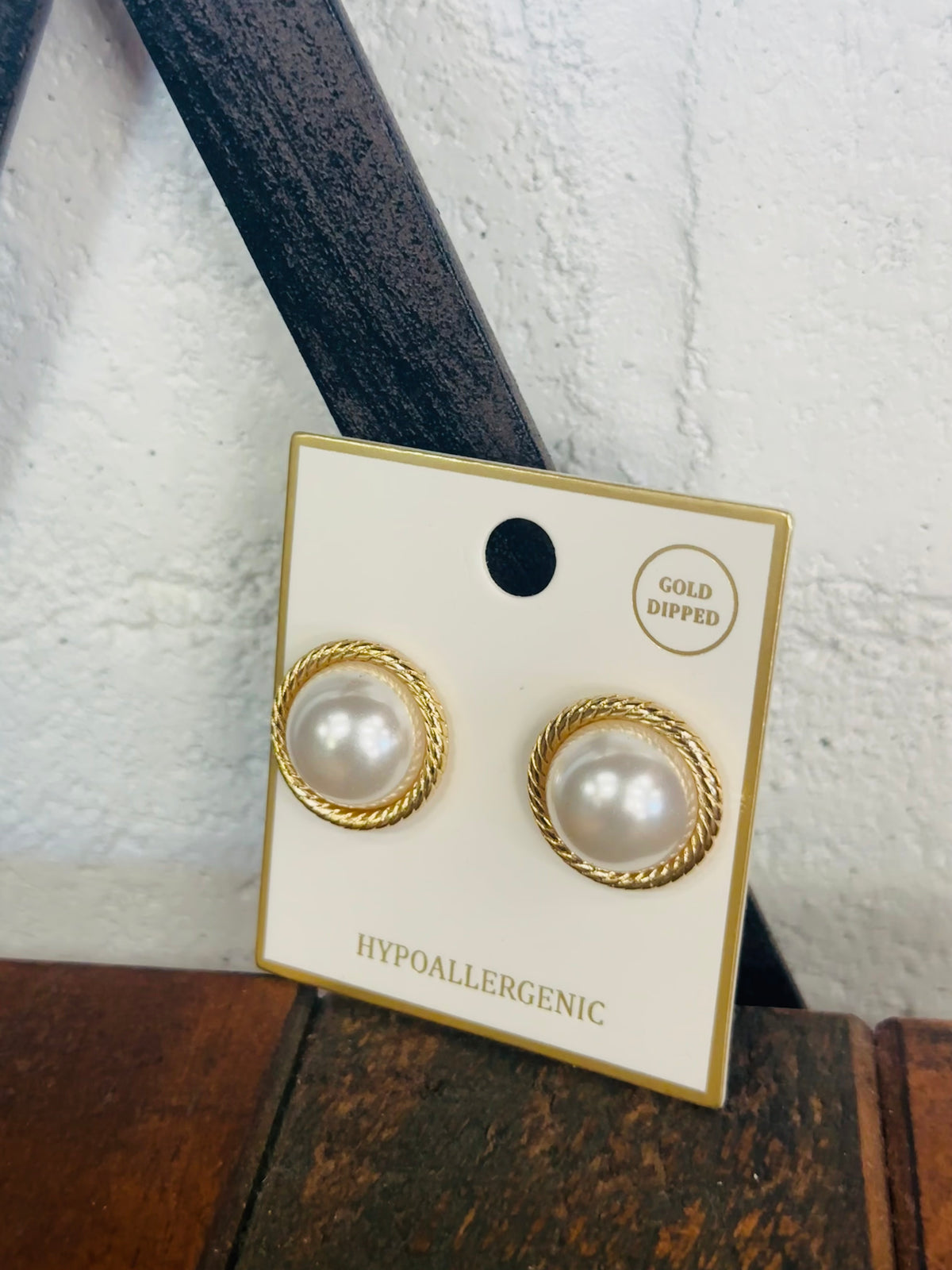 Pearl Framed Gold Dome Earrings