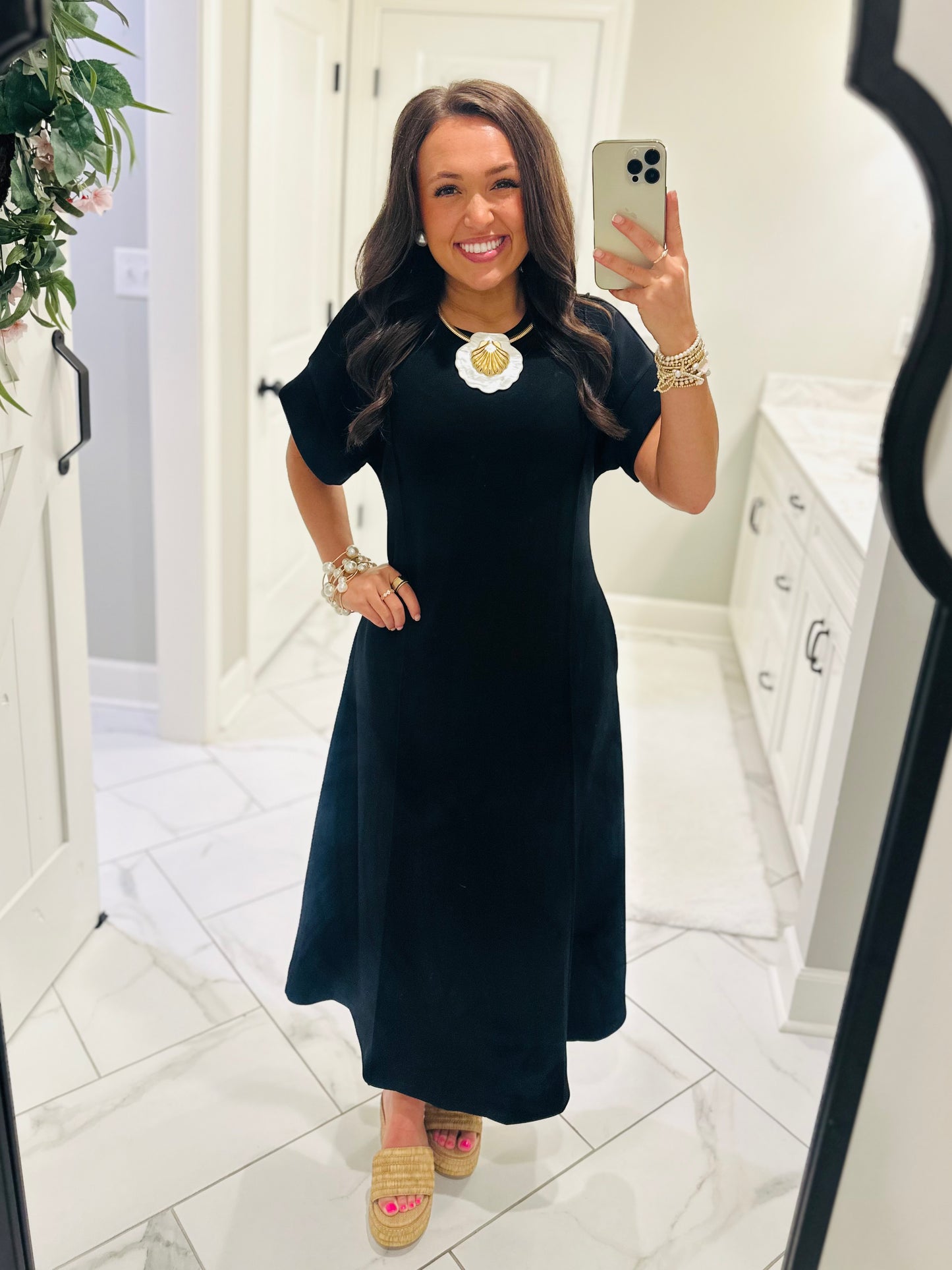 The Jess Black Knit Midi Dress