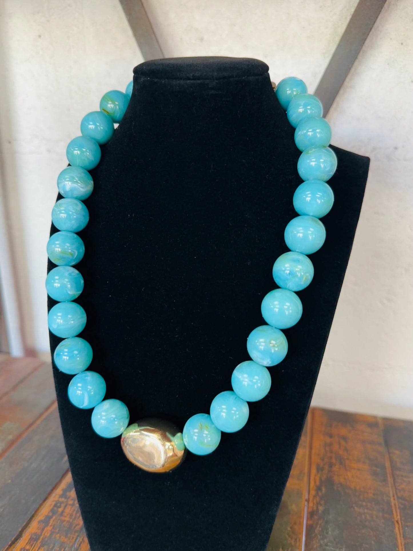 Turquoise Marble Beaded Necklace