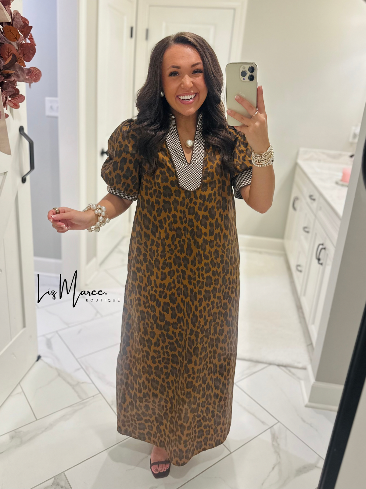 The Elle Brown Leopard Midi Dress