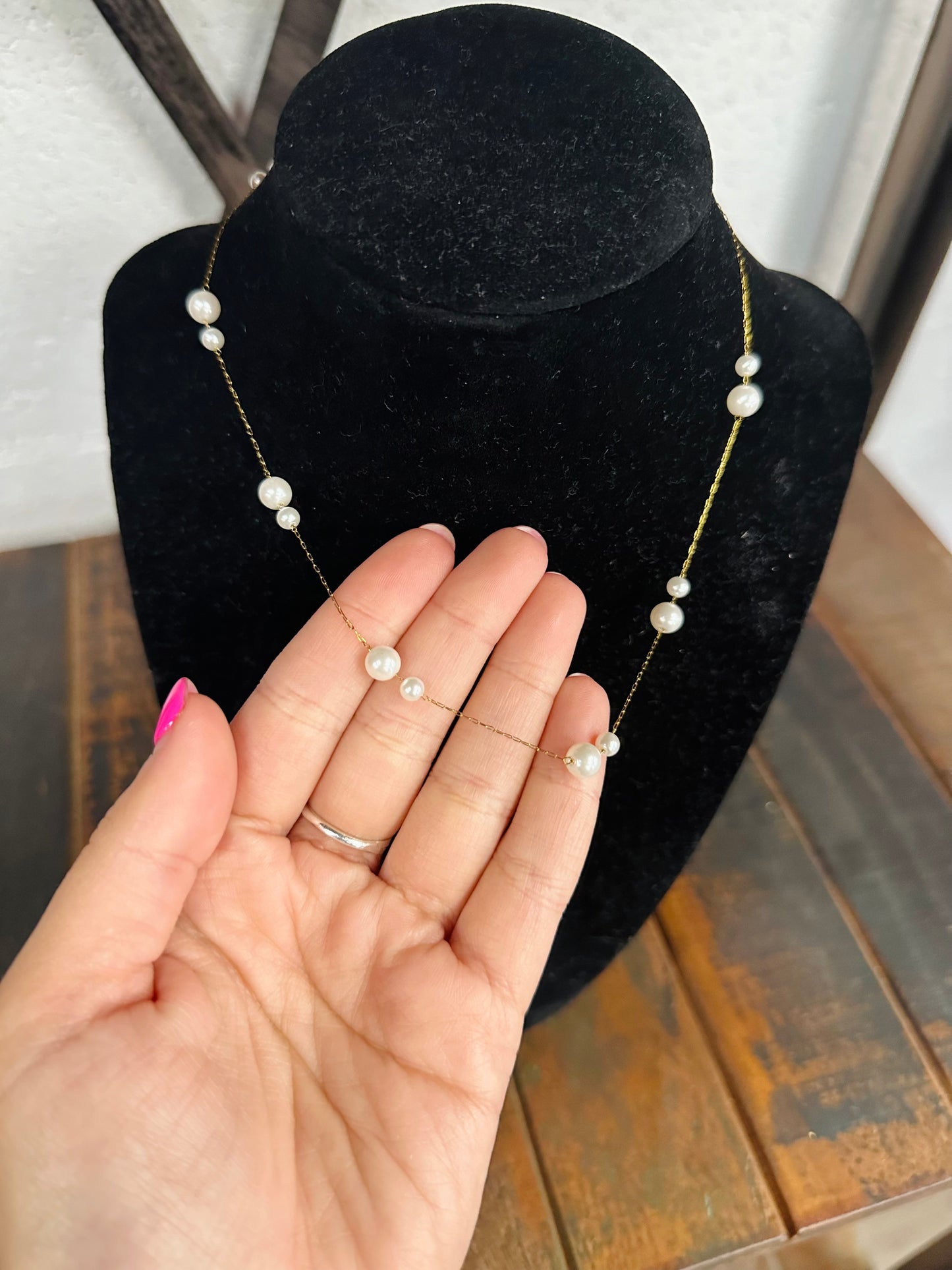 Dainty Pearl Cluster Necklace